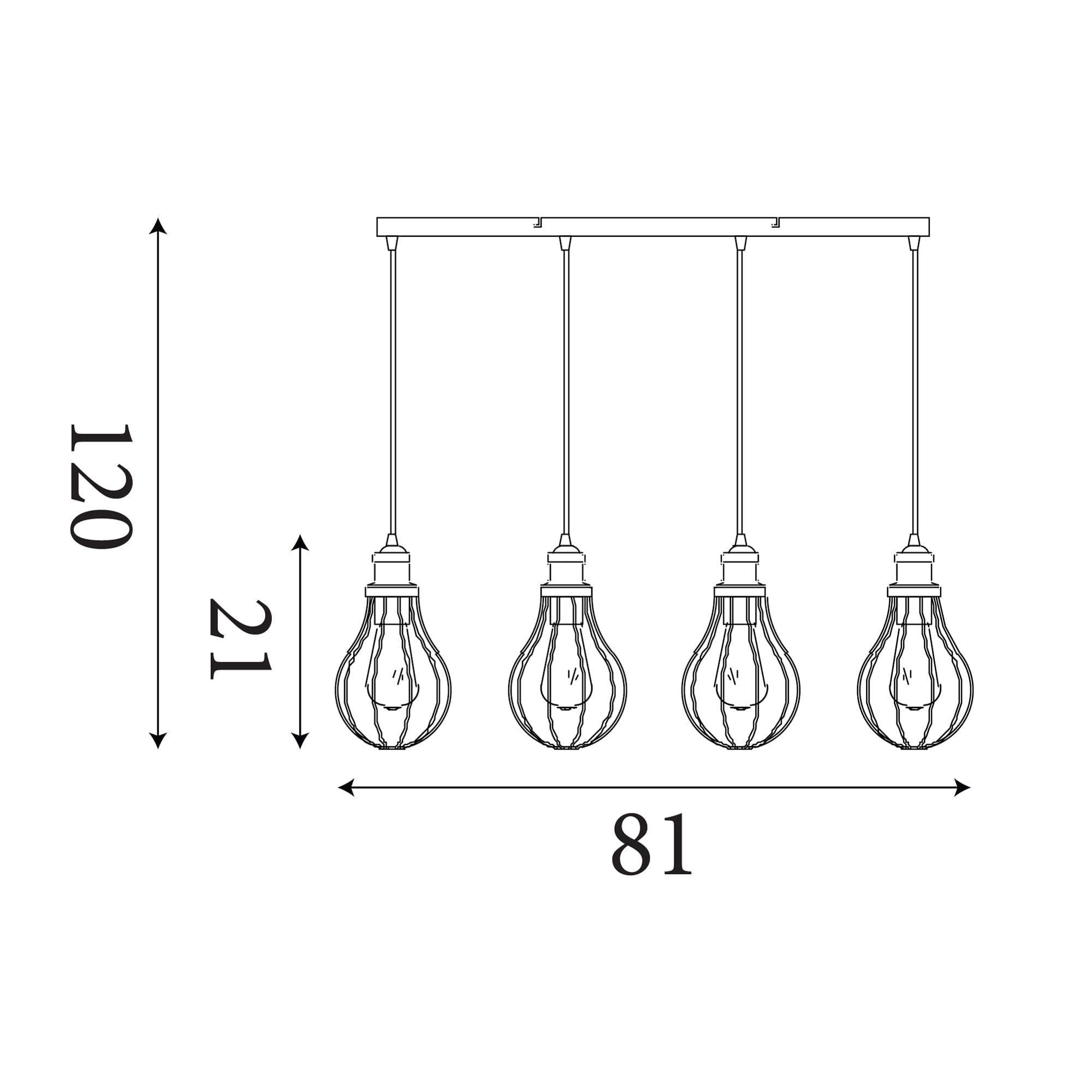 Balloon 4Lt Bar Pendant - Pewter Metal