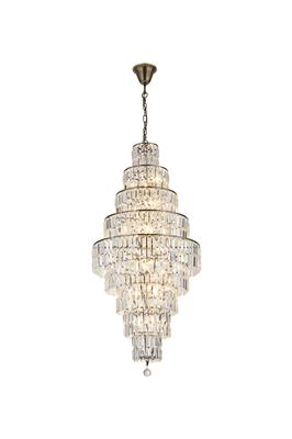 Empire 13Lt Chandelier - Antique Brass& Clear Glass