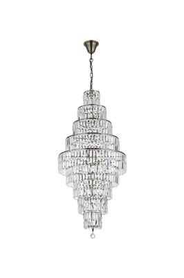 Empire 13Lt Chandelier - Antique Brass& Clear Glass