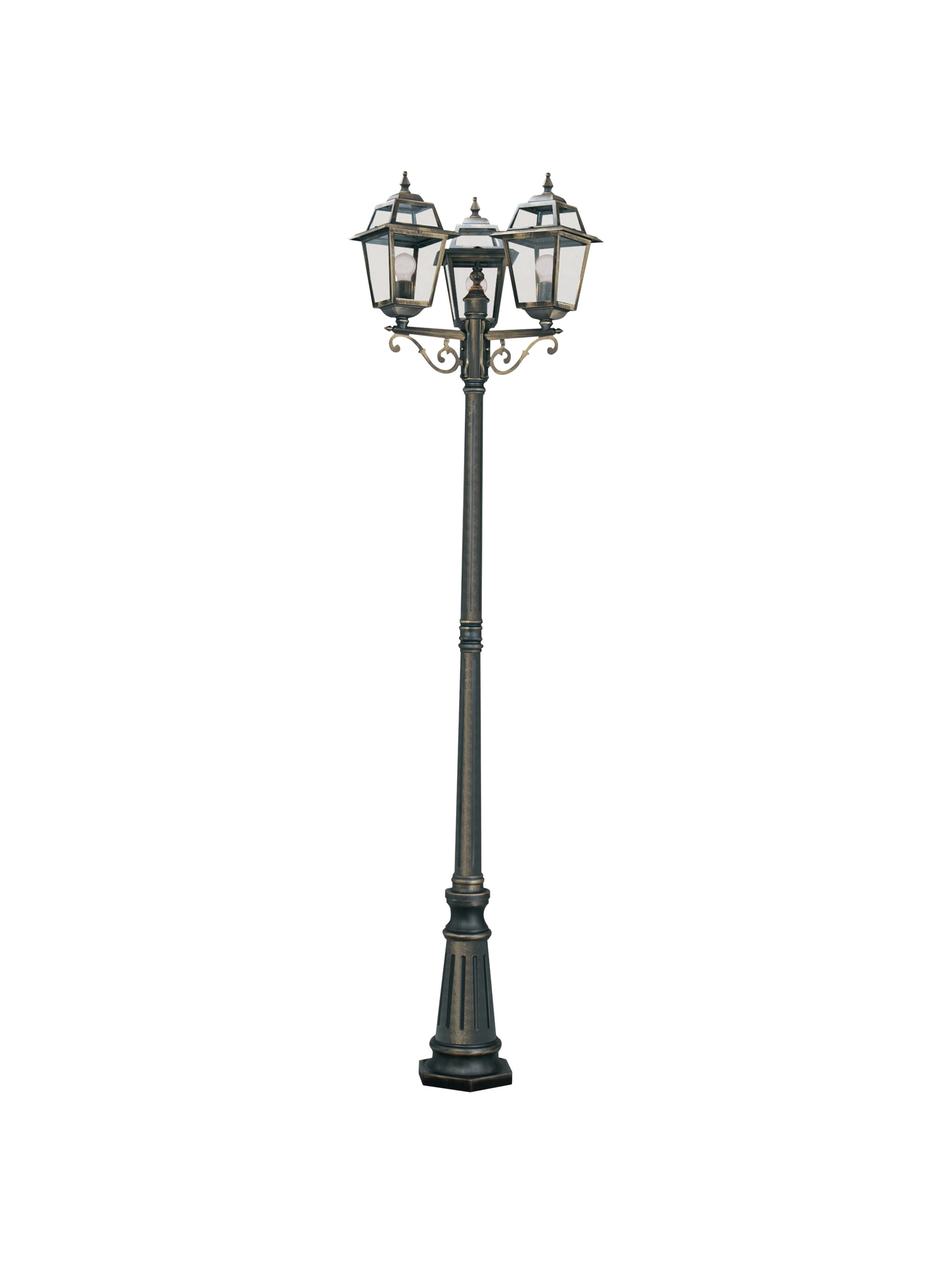 New Orleans  Outdoor Post - Black Gold Metal & Glass