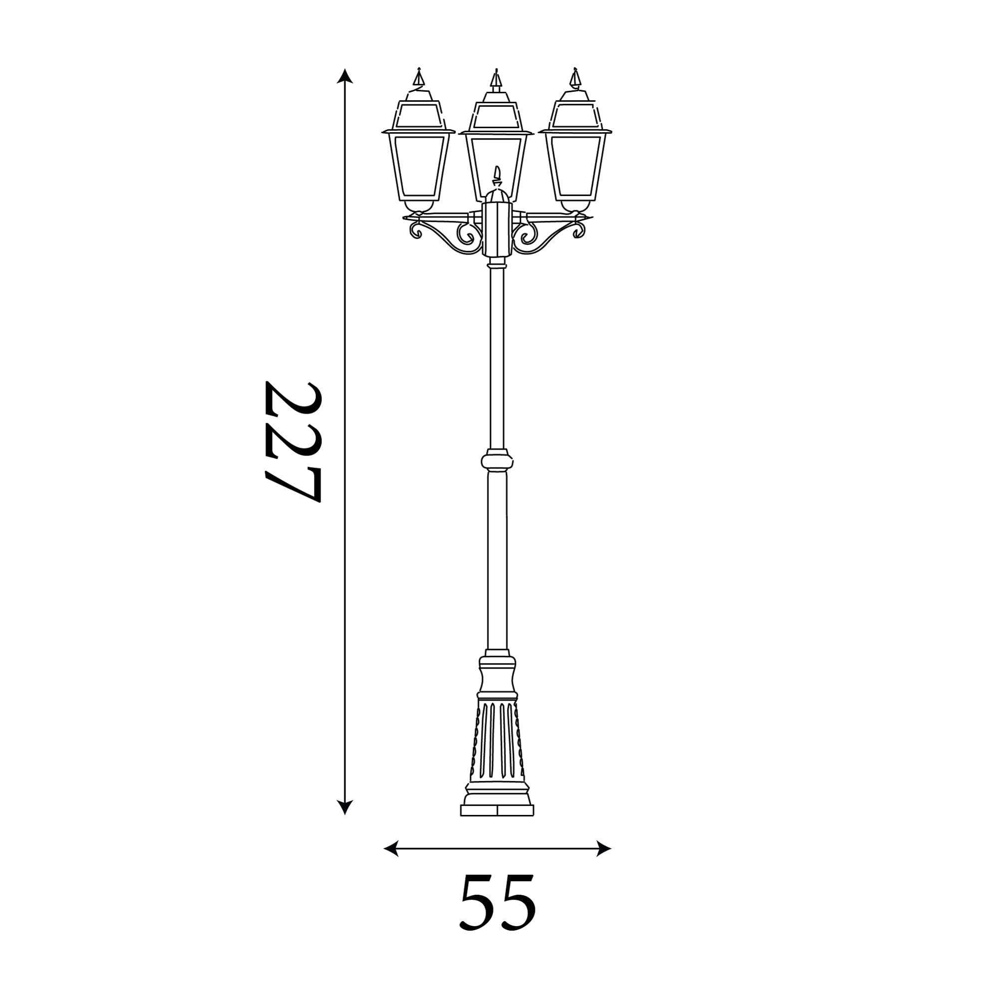 New Orleans  Outdoor Post - Black Gold Metal & Glass