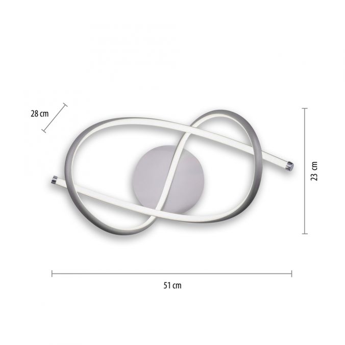 Satin Silver Twist Semi Flush Ceiling Light