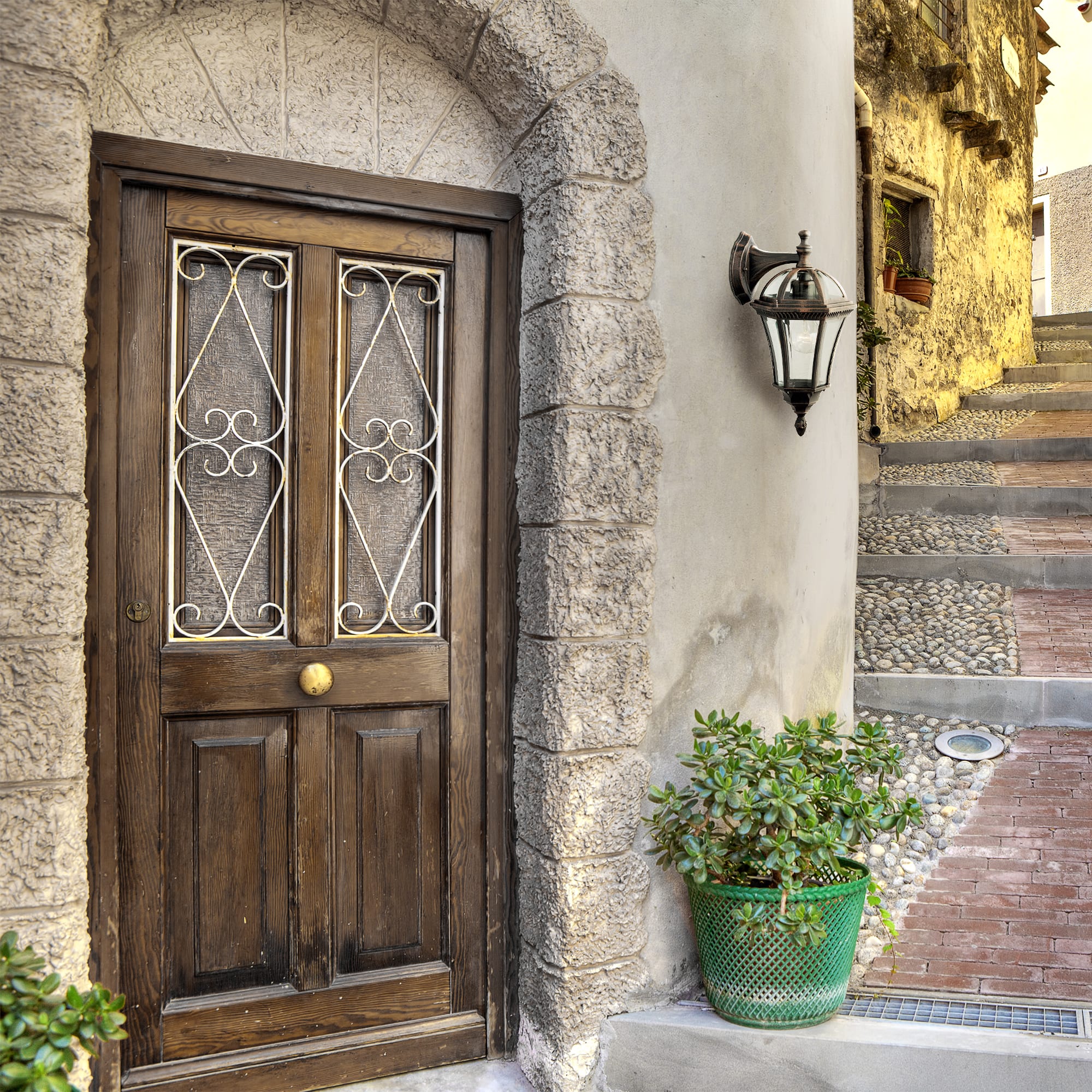 Capri Outdoor Downlight-Aluminium, Rustic Brown & Glass,IP44