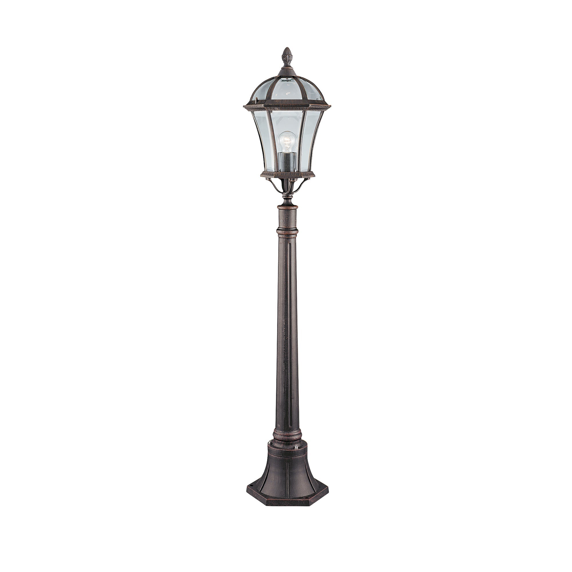 Capri Outdoor Post - Aluminium, Rustic Brown & Glass, IP23