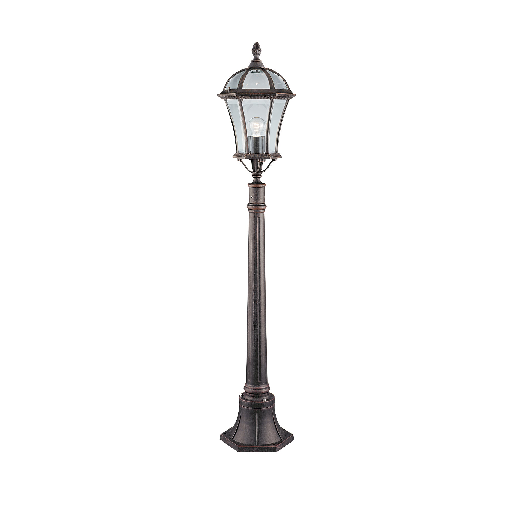 Capri Outdoor Post - Aluminium, Rustic Brown & Glass, IP23