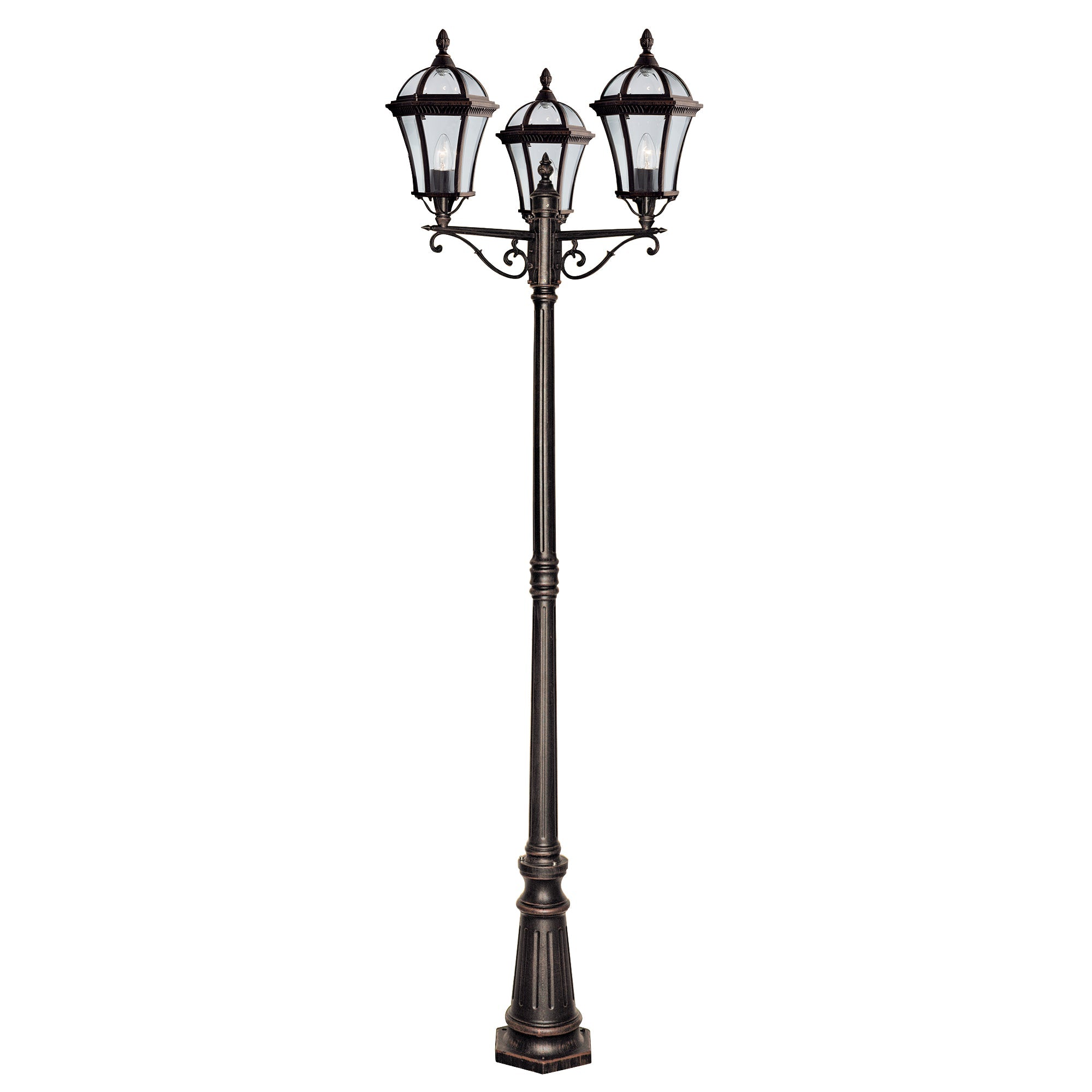 Capri Outdoor Post - Rustic Brown Metal & Glass
