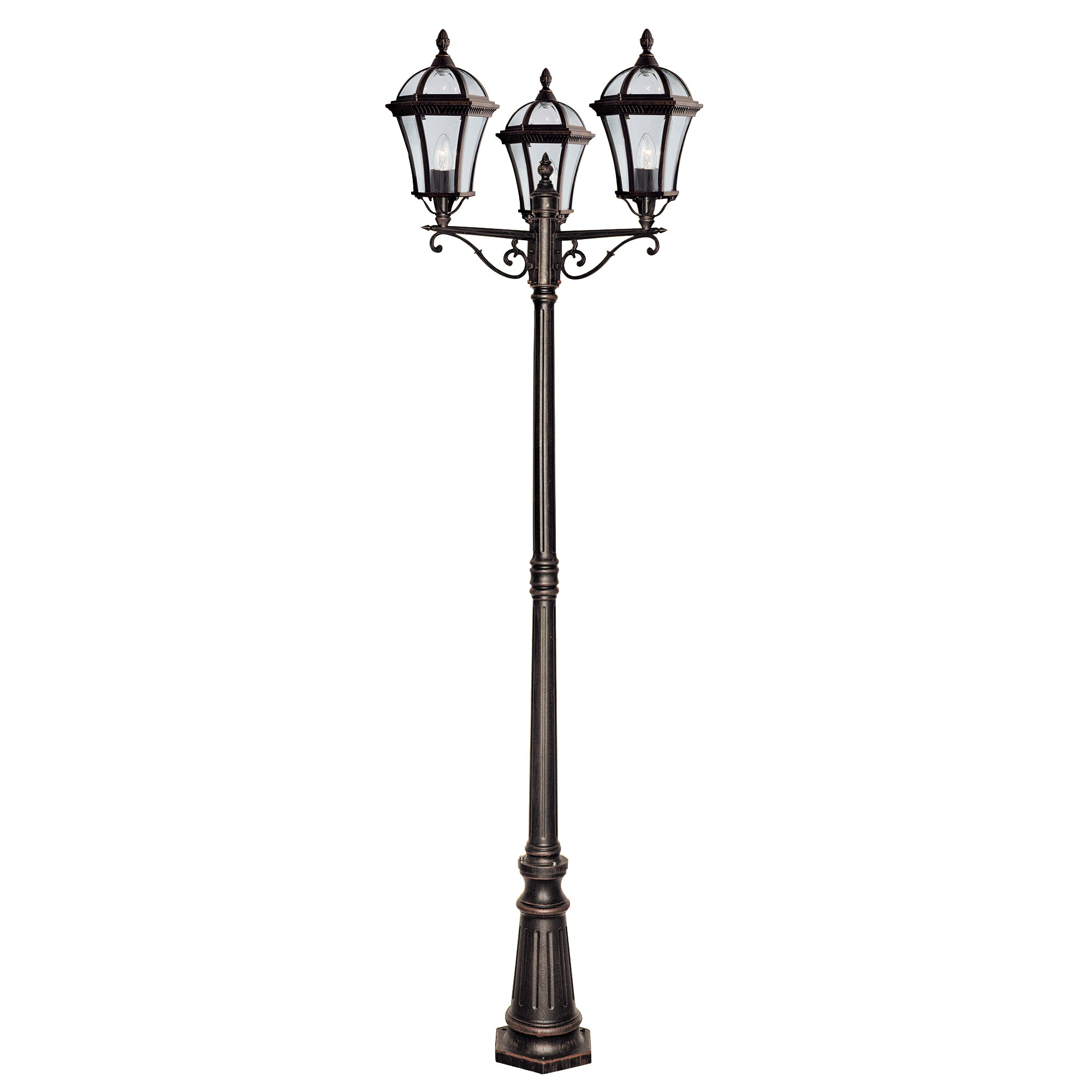 Capri Outdoor Post - Rustic Brown Metal & Glass