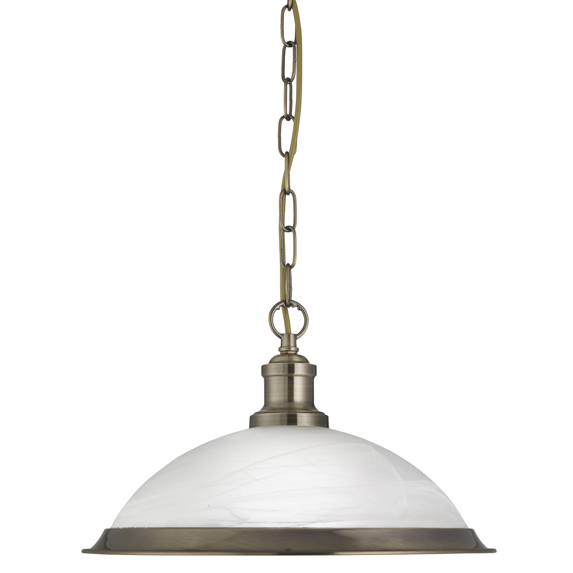 Bistro Pendant - Antique Brass Metal & Acid Glass
