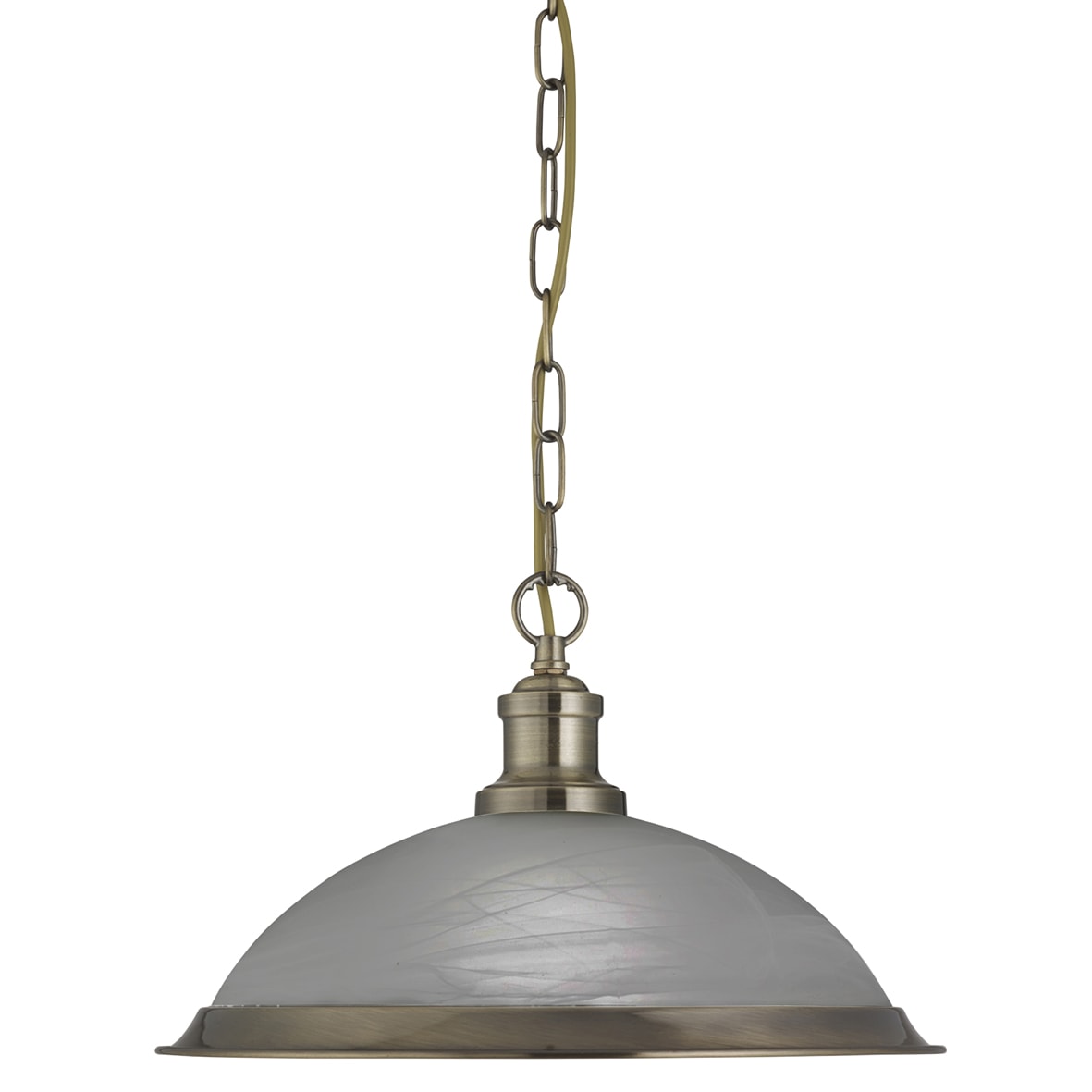Bistro Pendant - Antique Brass Metal & Acid Glass