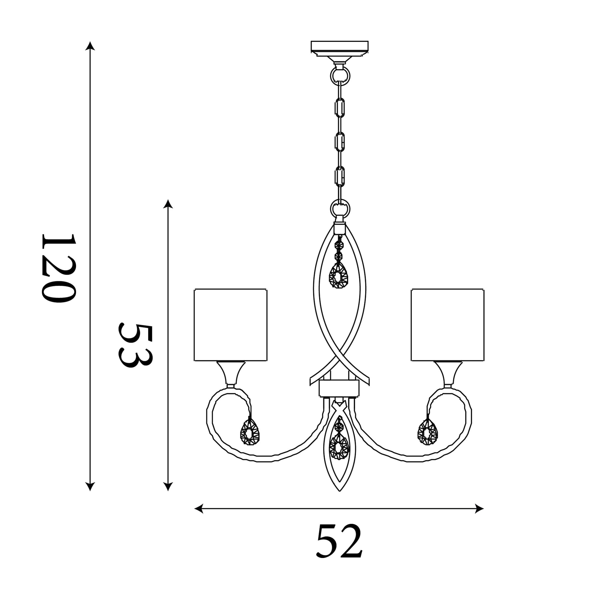 Alberto 5Lt Pendant - Antique Brass, Crystal & Linen Shade