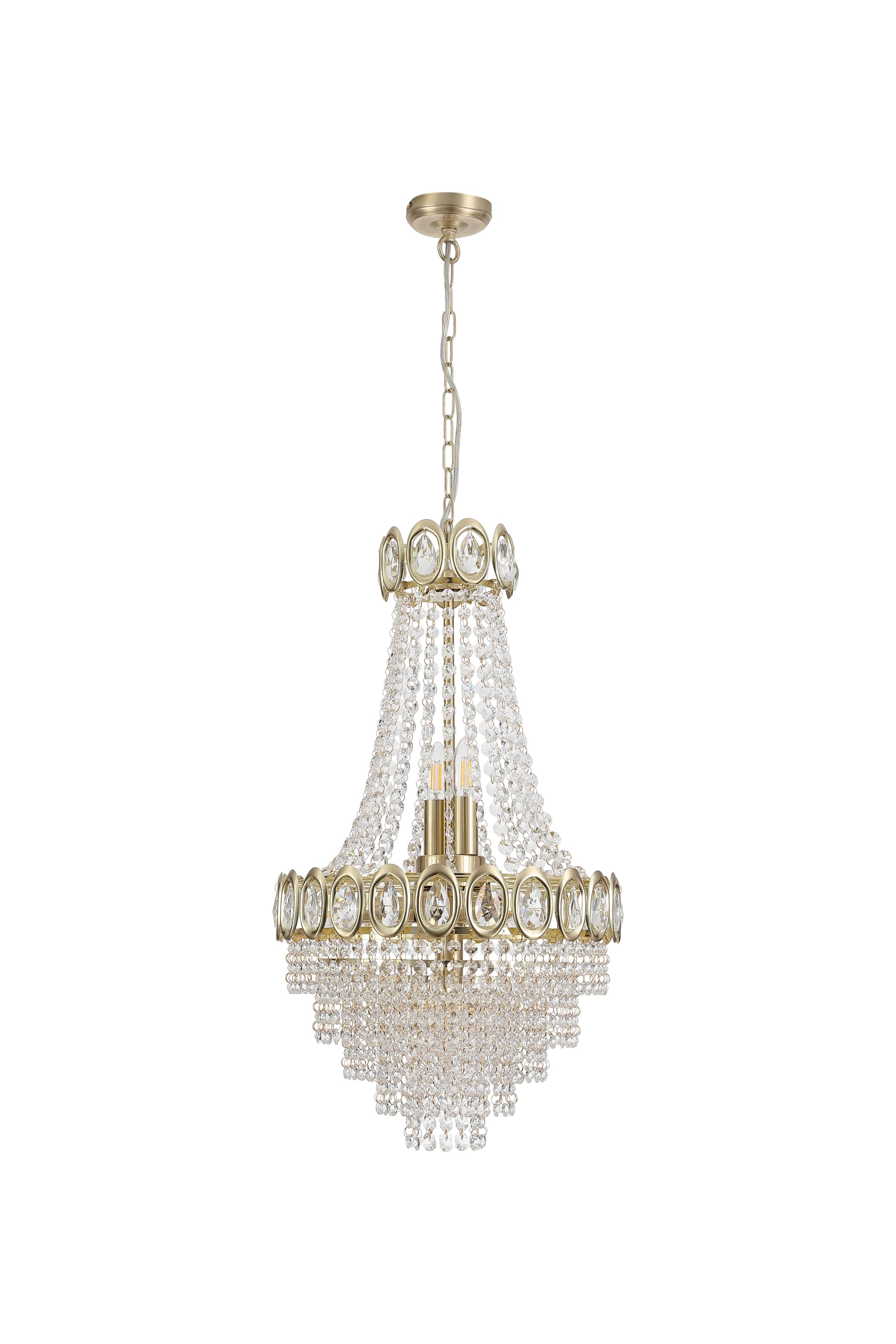 Louis Phillipe 6Lt Pendant Lamp, Satin Brass with Clear crys