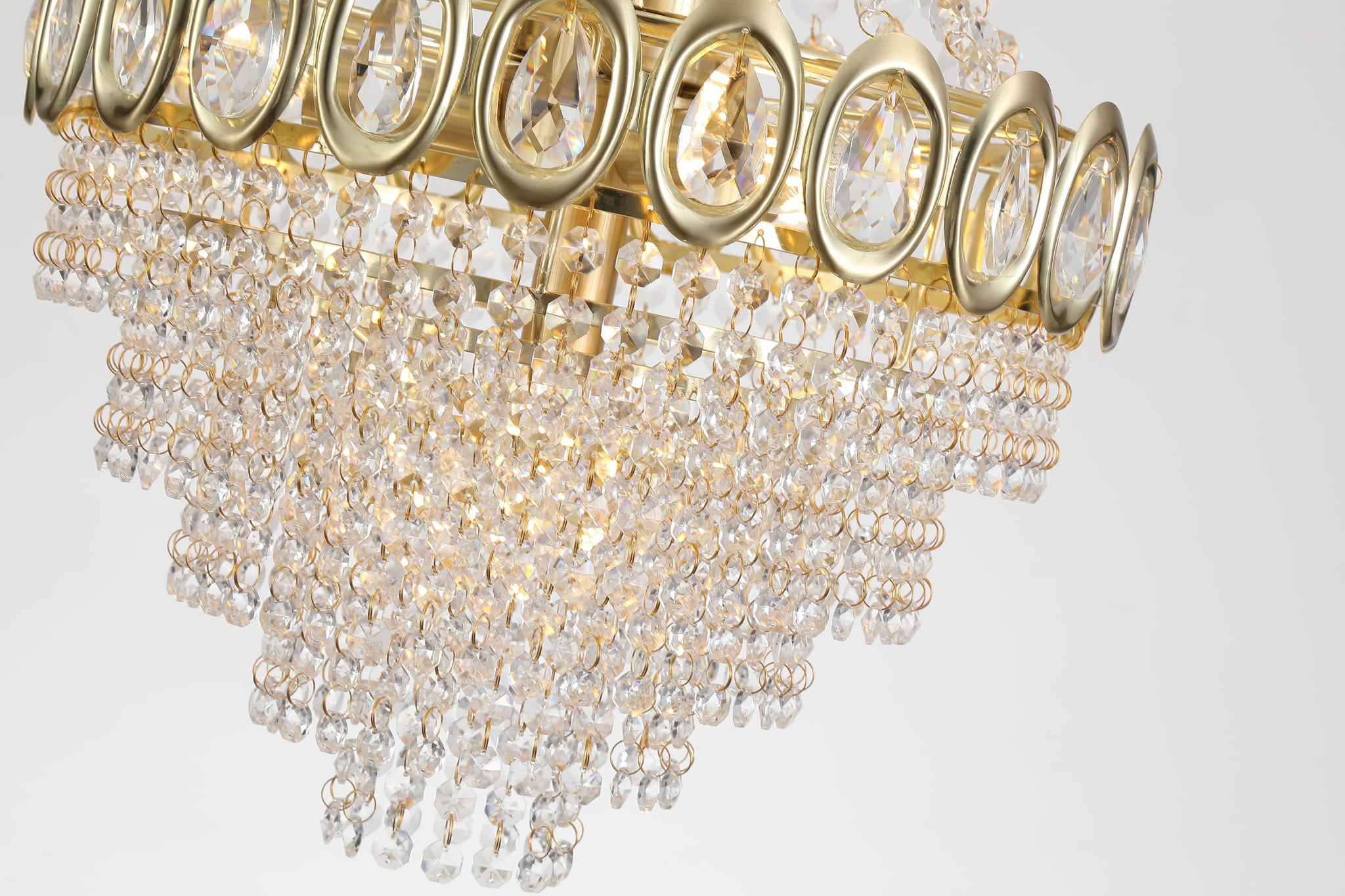 Louis Phillipe 6Lt Pendant Lamp, Satin Brass with Clear crys