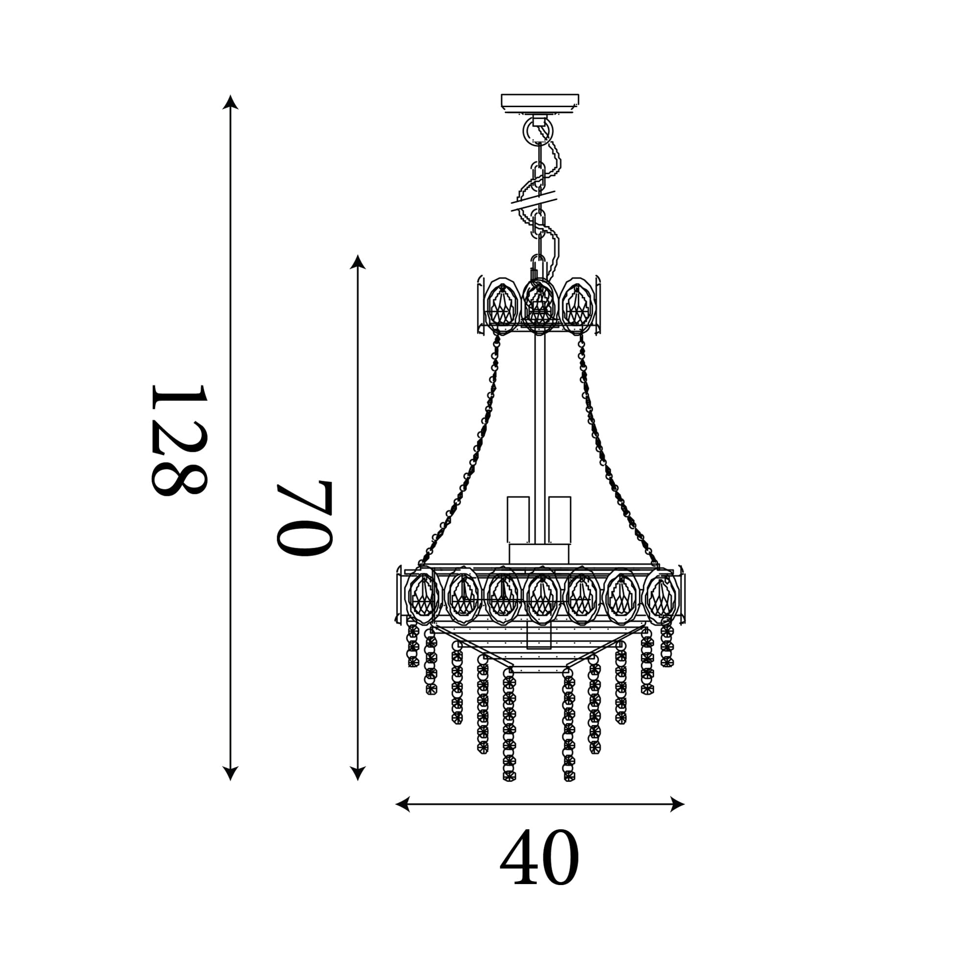 Louis Phillipe 6Lt Pendant Lamp, Satin Brass with Clear crys