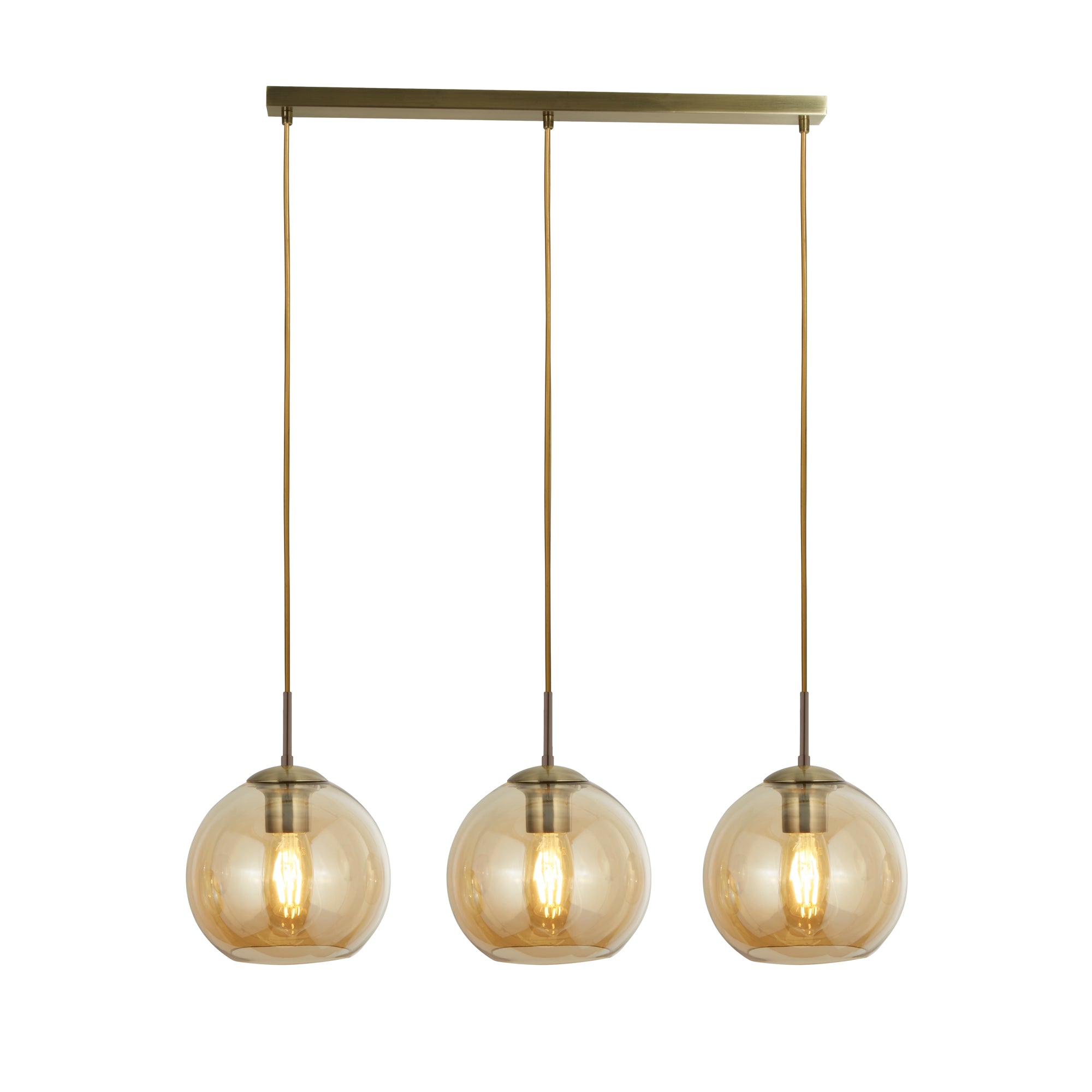 Balls 3Lt Bar Pendant - Metal & Glass Antique Brass