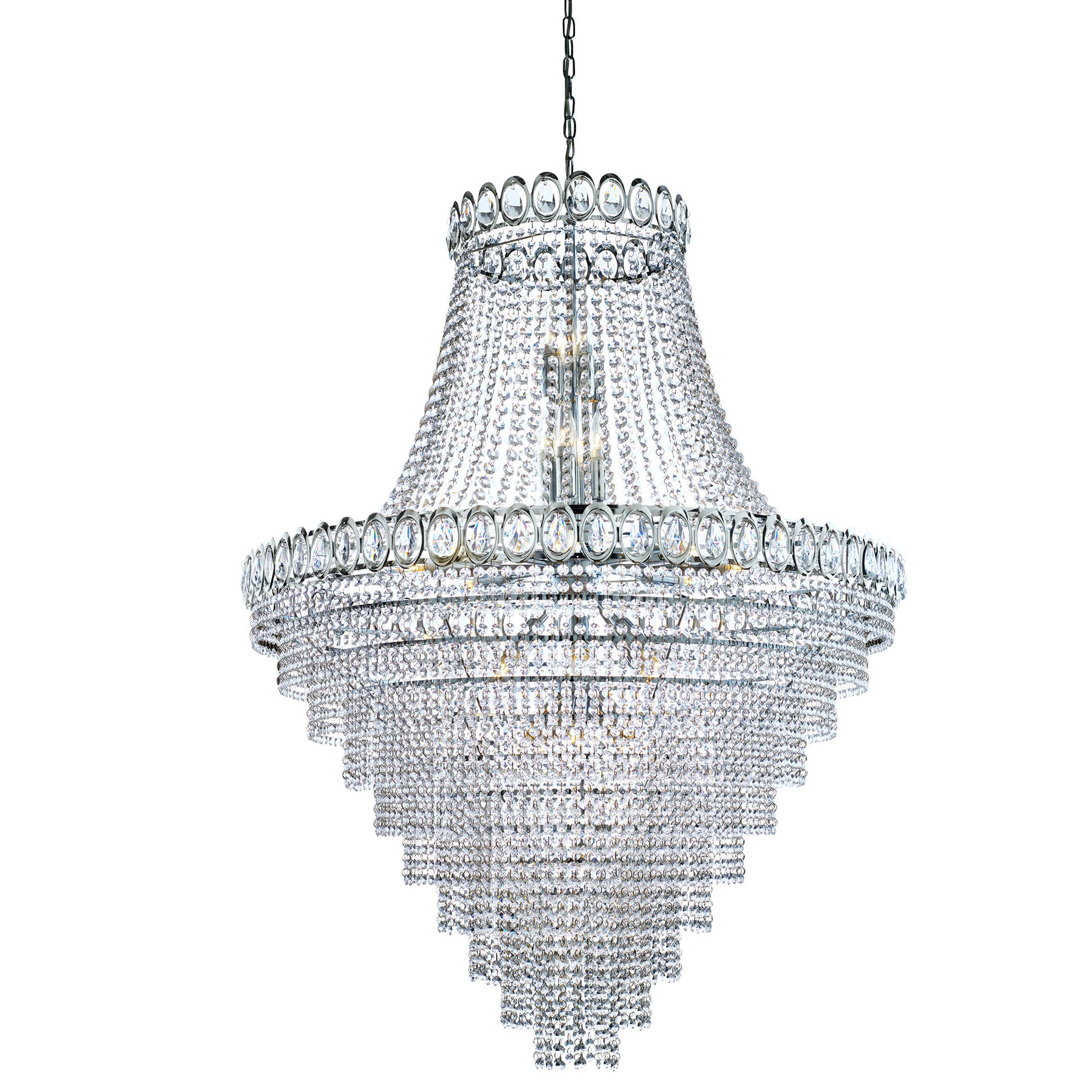 Louis Phillipe  Chandelier - Chrome Metal & Crystal Chrome / 28