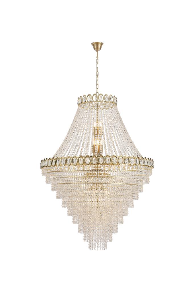 Louis Phillipe 28Lt Pendent Lamp, Satin Brass with Clear cry