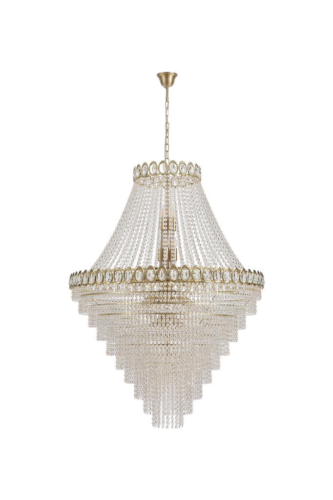 Louis Phillipe 28Lt Pendent Lamp, Satin Brass with Clear cry