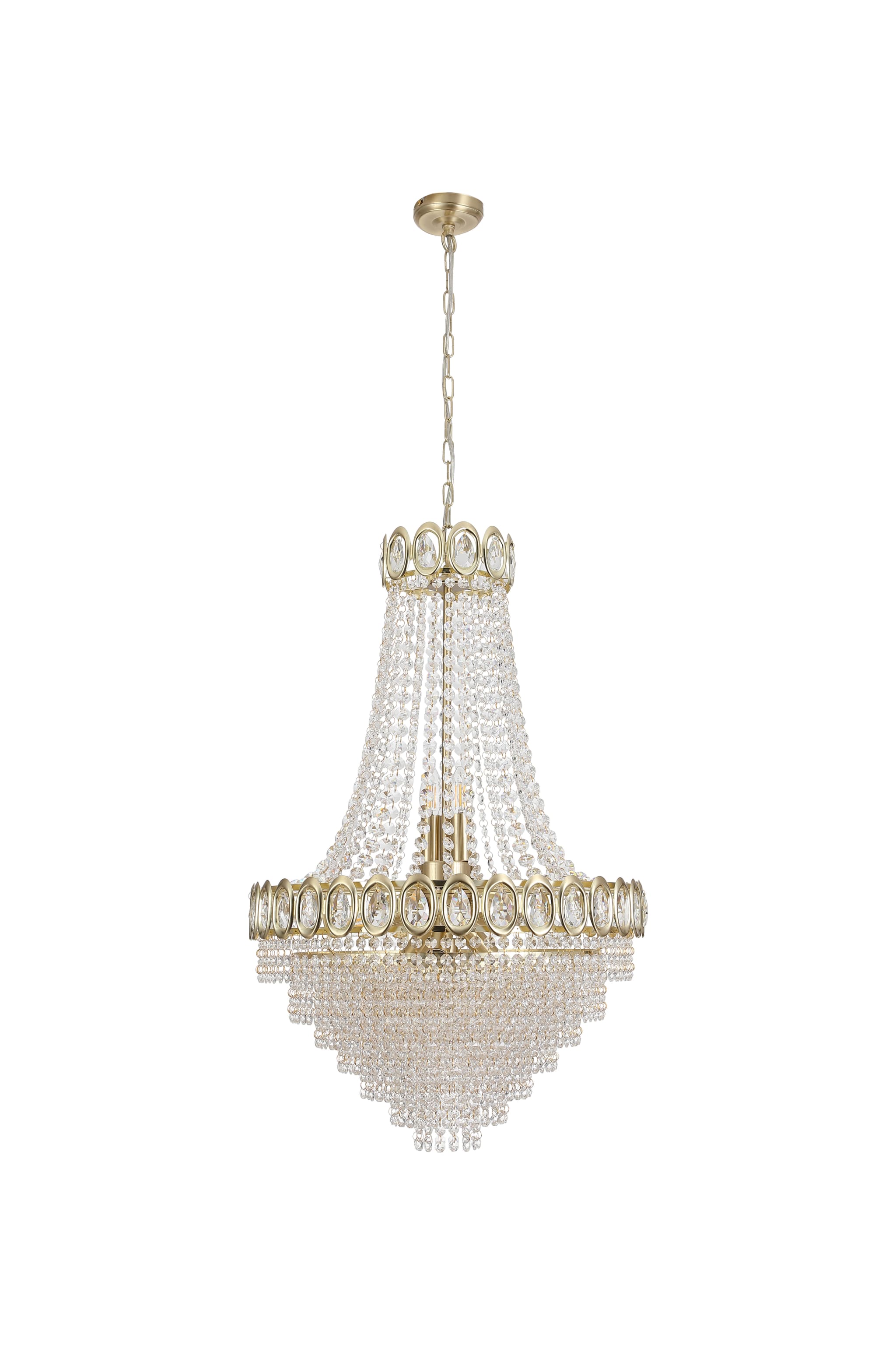 Louis Phillipe 11Lt Pendent Lamp, Satin Brass with Clear cry
