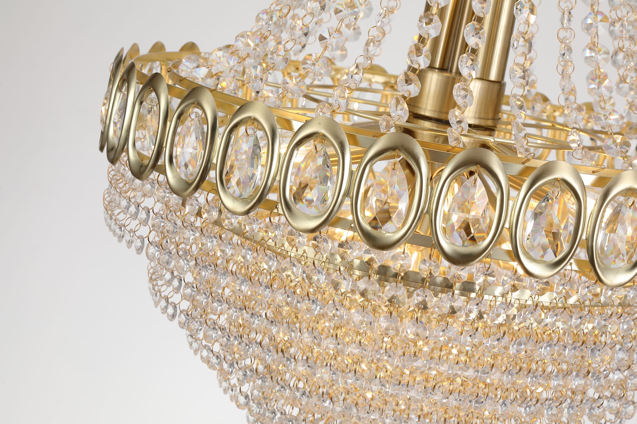 Louis Phillipe 11Lt Pendent Lamp, Satin Brass with Clear cry
