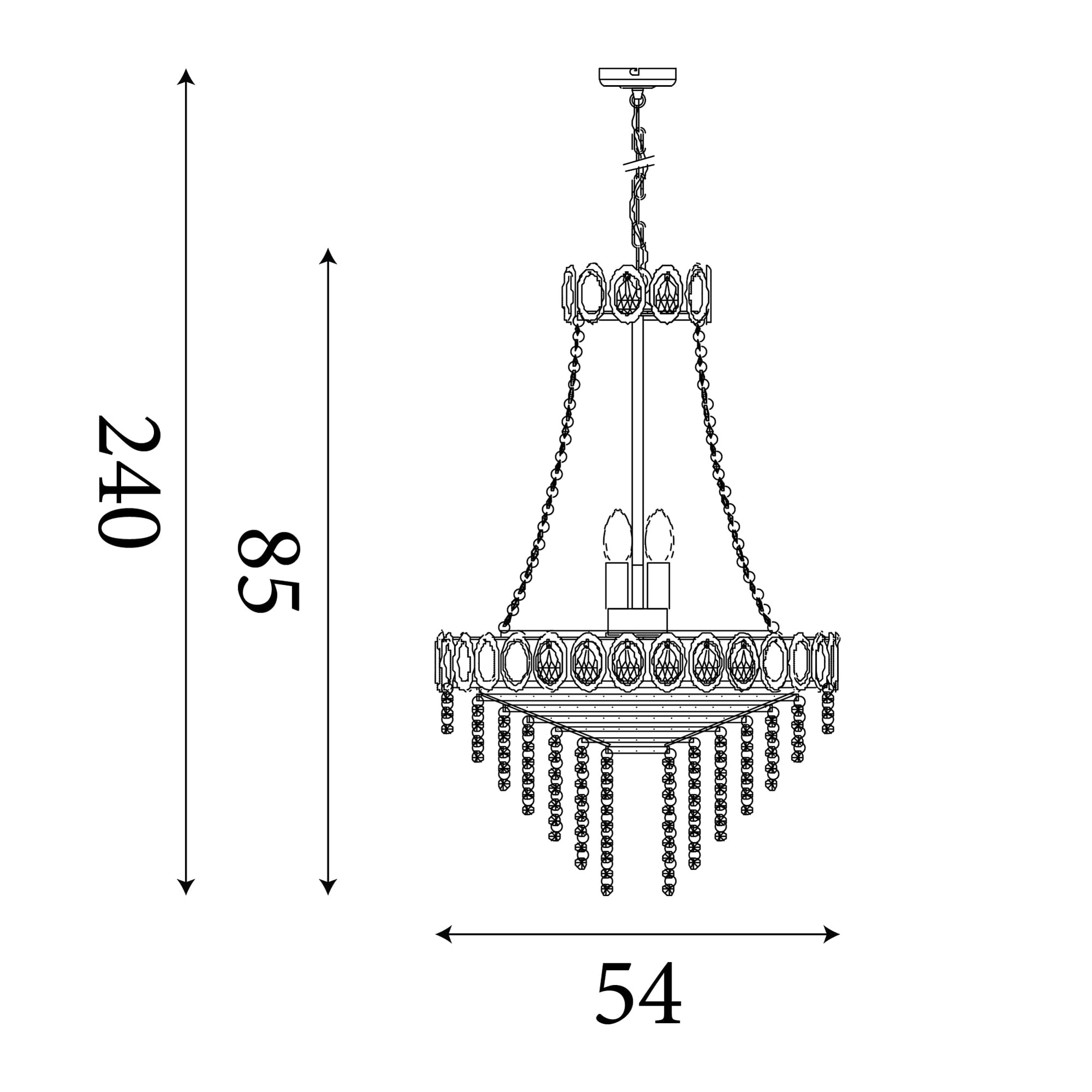 Louis Phillipe 11Lt Pendent Lamp, Satin Brass with Clear cry