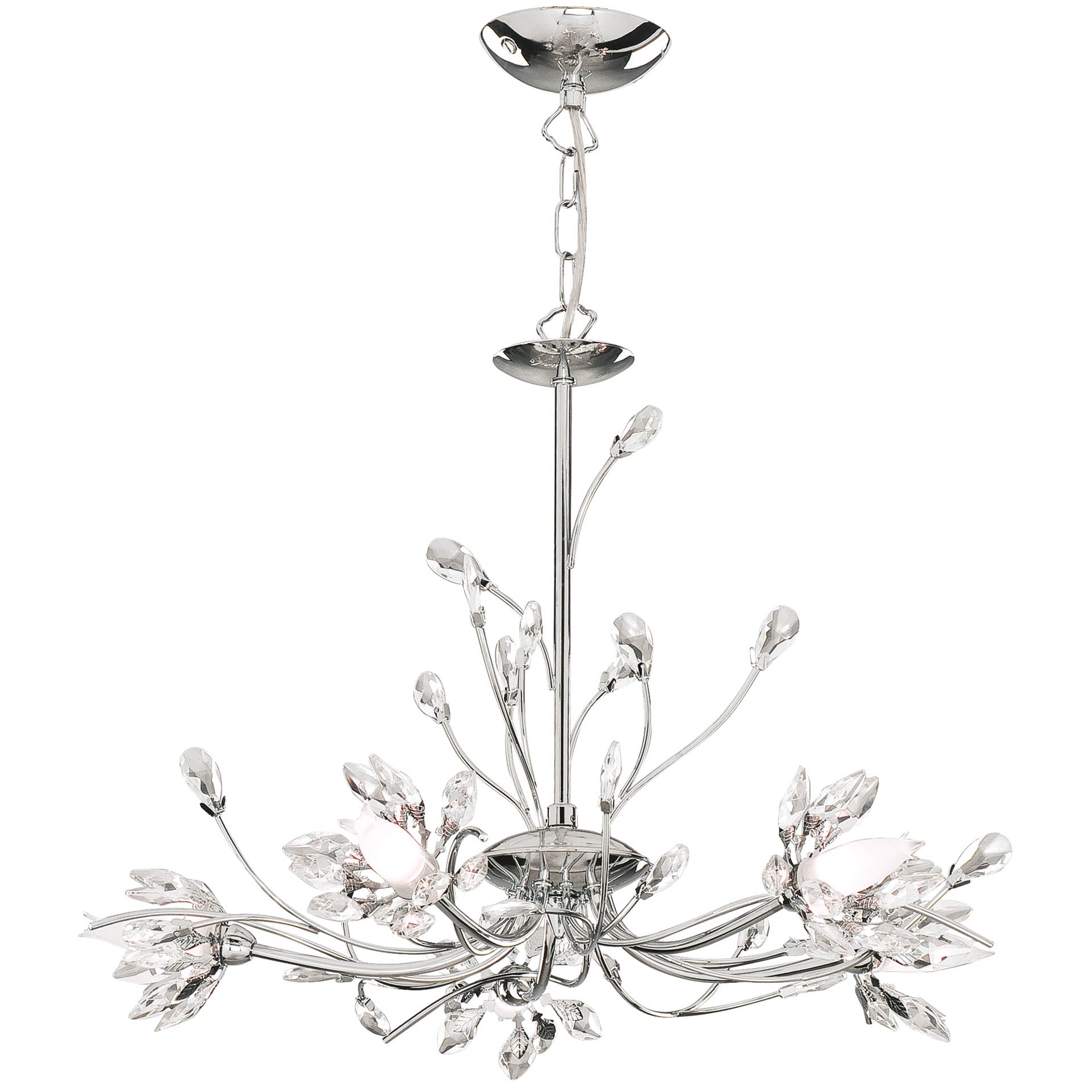 Hibiscus Ceiling Pendant - Chrome & Clear Glass