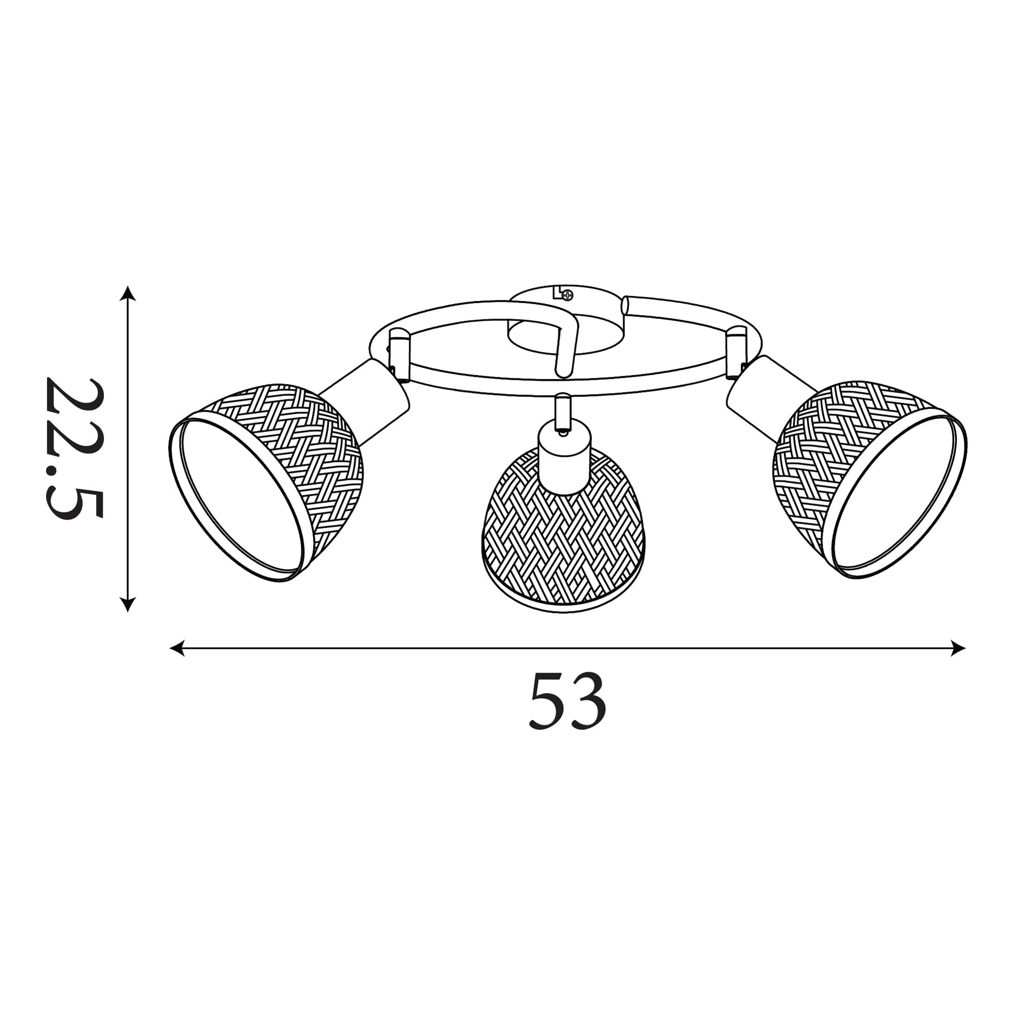 Lance 3Lt Round Spotlight - Black Metal & Bamboo Shade