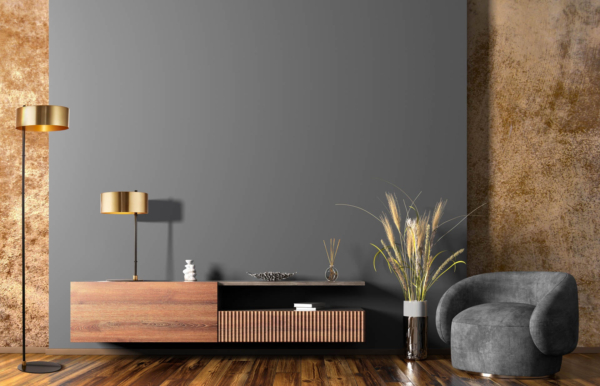 Knox Floor Lamp - Black & Gold Metal