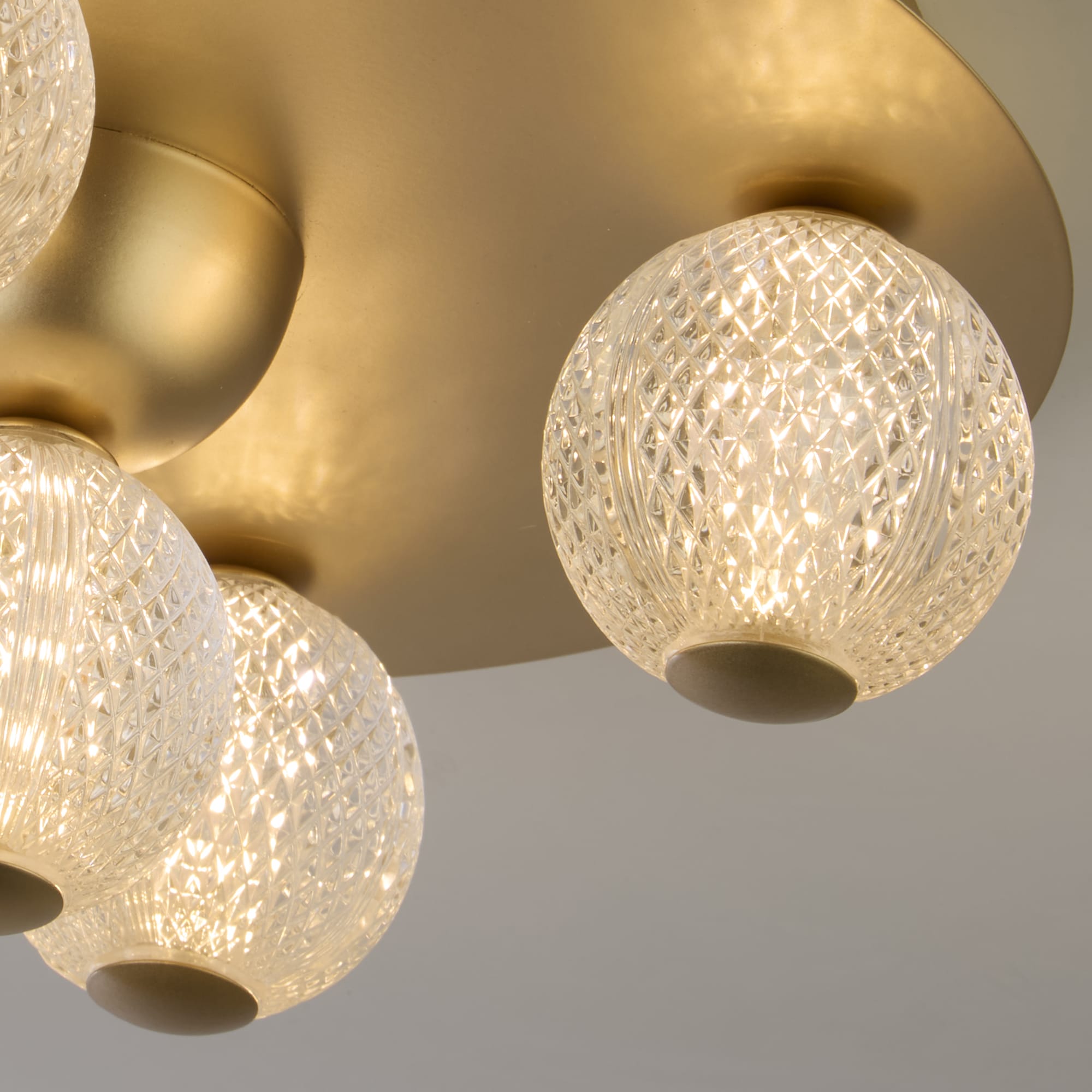 Asteroid Led Flush,Gold Metal with Clear Acrylic Balls