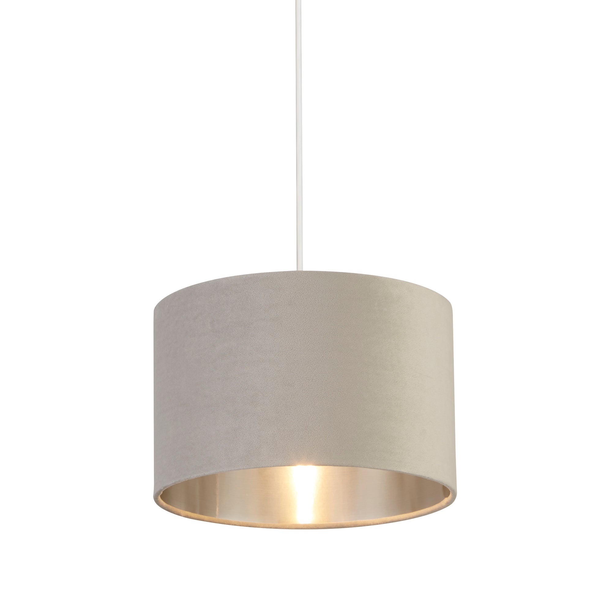 Lux&Belle Drum Shade Light Grey Velvet and  Silver Inner / 280 x 180