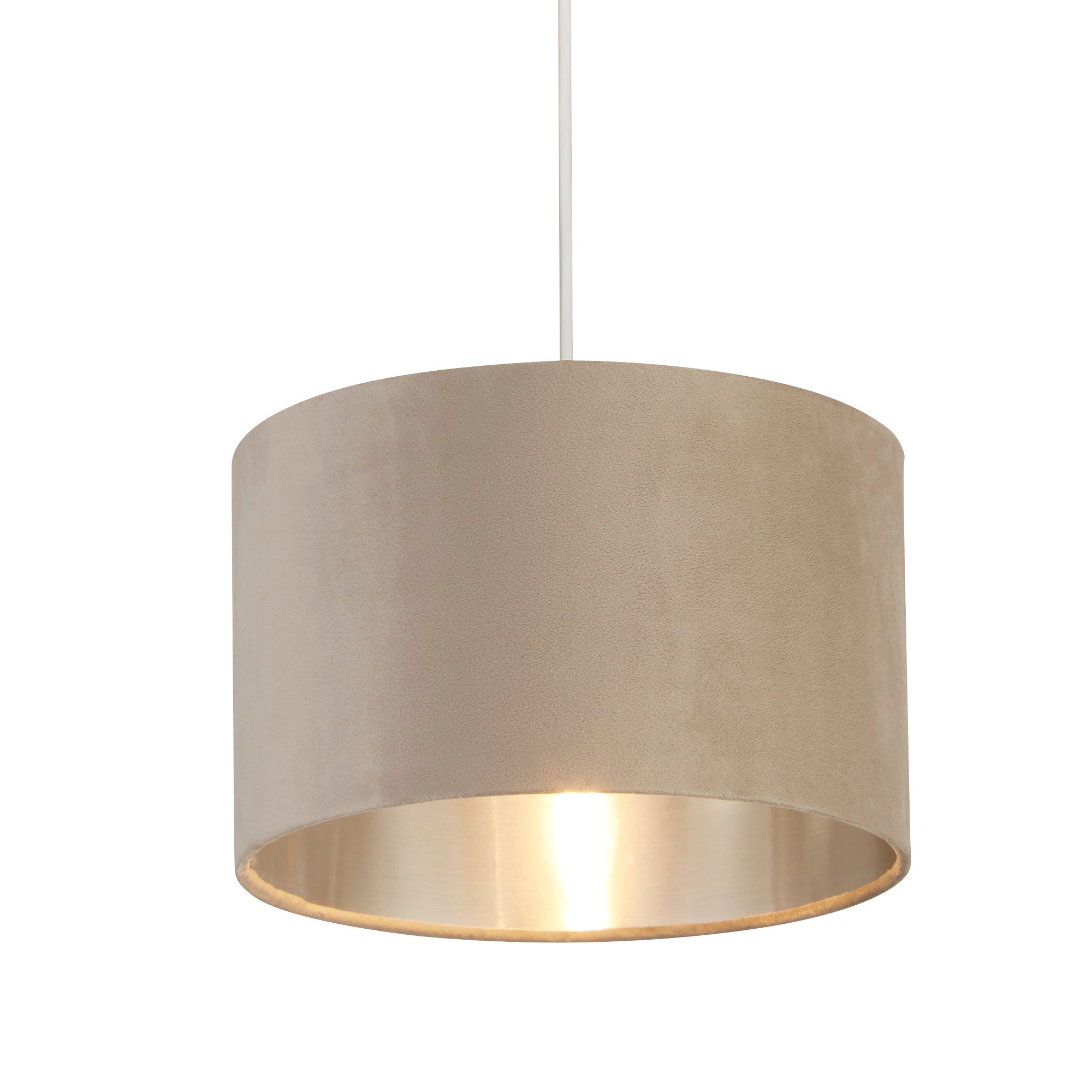 Lux&Belle Drum Shade Taupe Velvet and  Silver Inner / 280 x 180