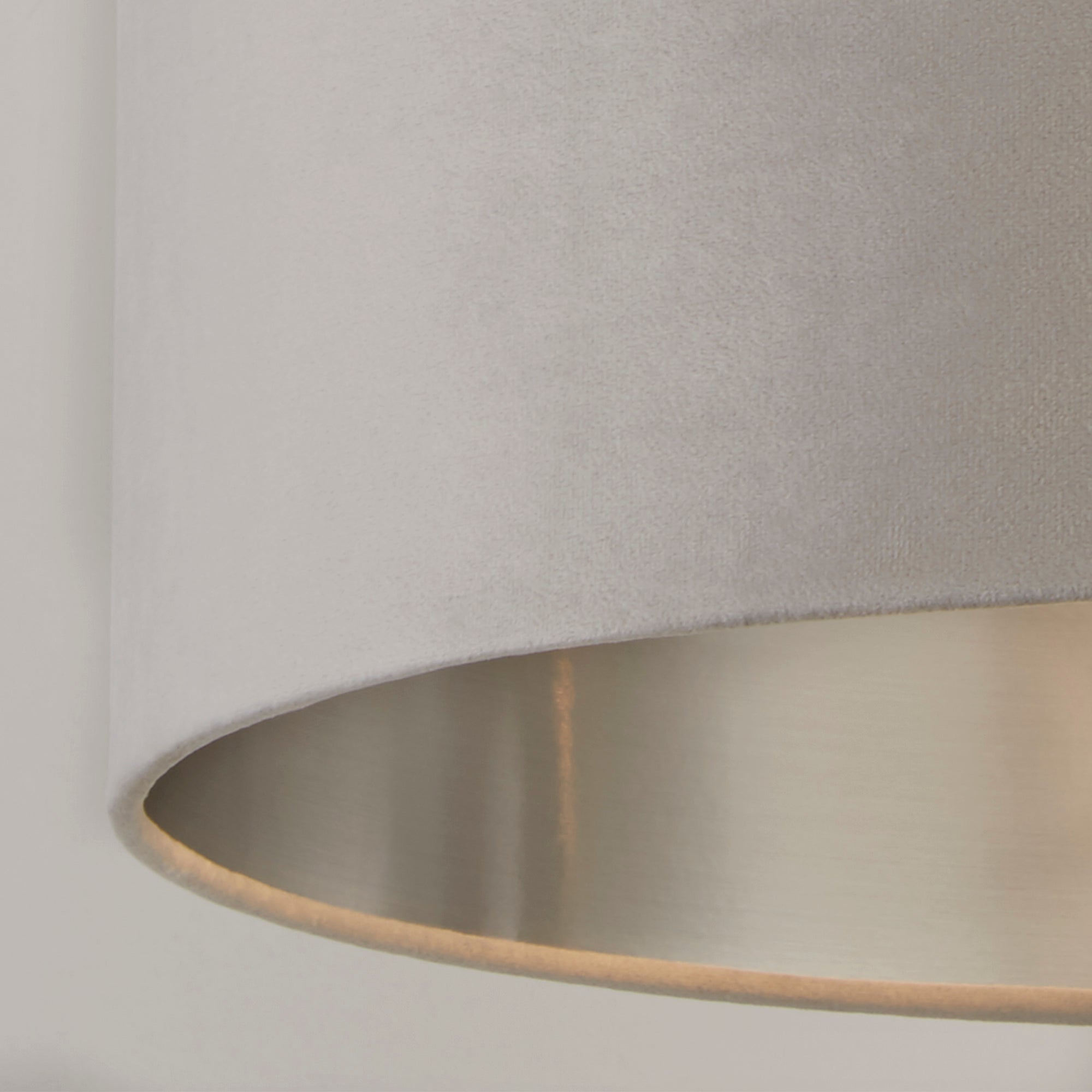 Lux&Belle Drum Shade Light Grey Velvet and  Silver Inner / 380 x 220