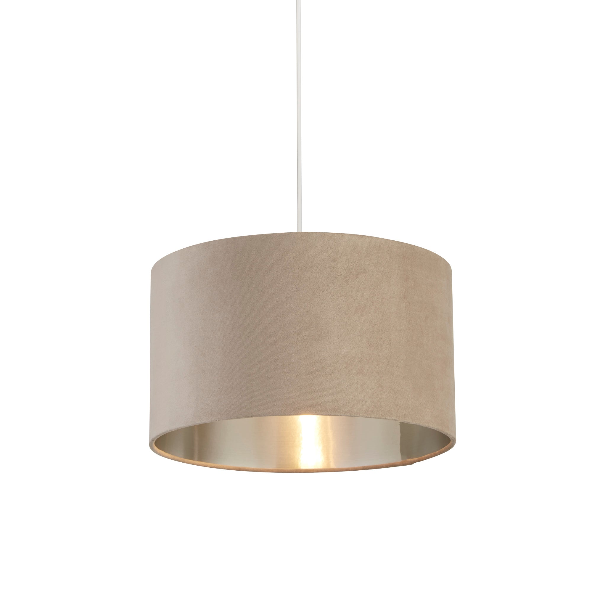 Lux&Belle Drum Shade Taupe Velvet and  Silver Inner / 380 x 220