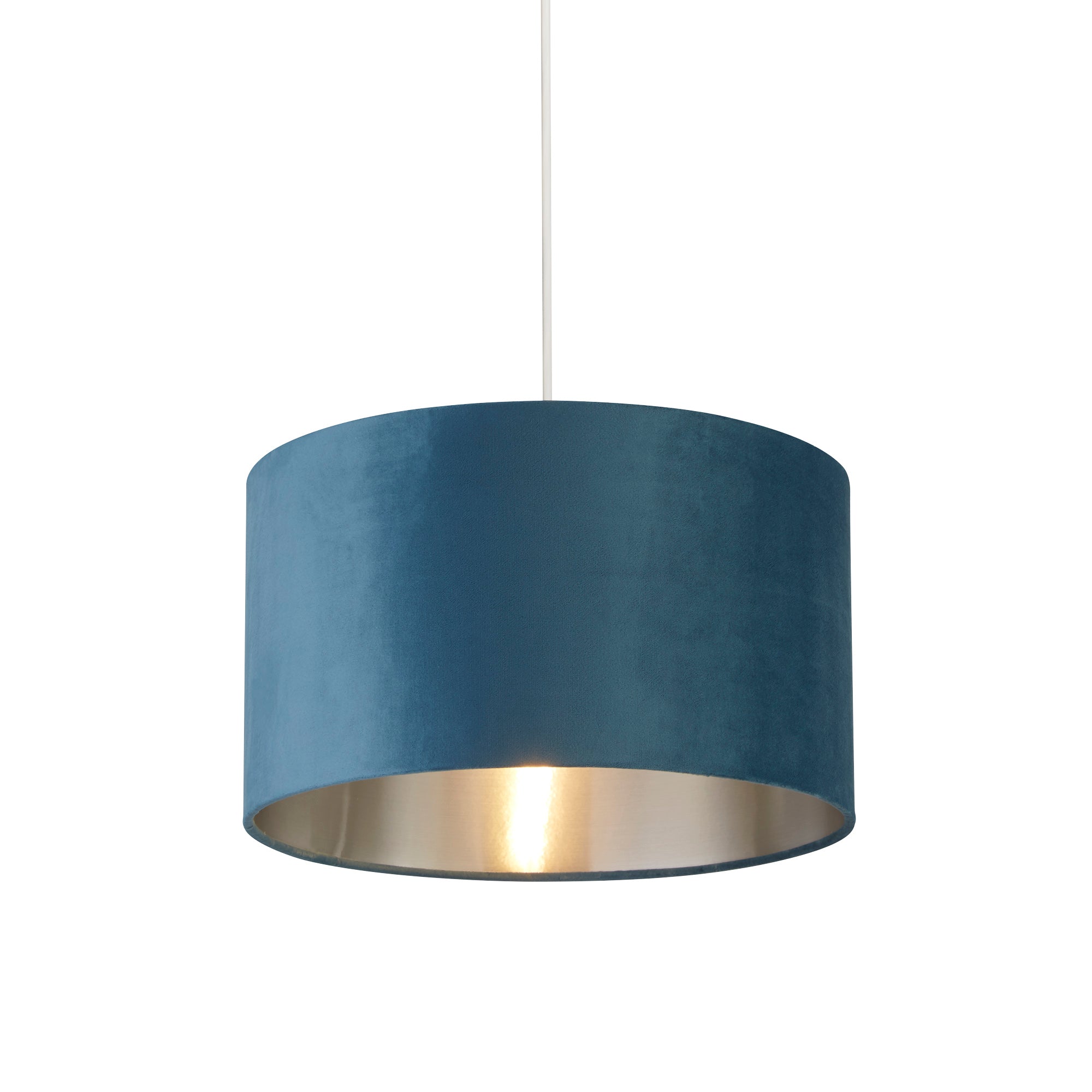 Lux&Belle Drum Shade Teal Velvet  and Silver Inner / 380 x 220