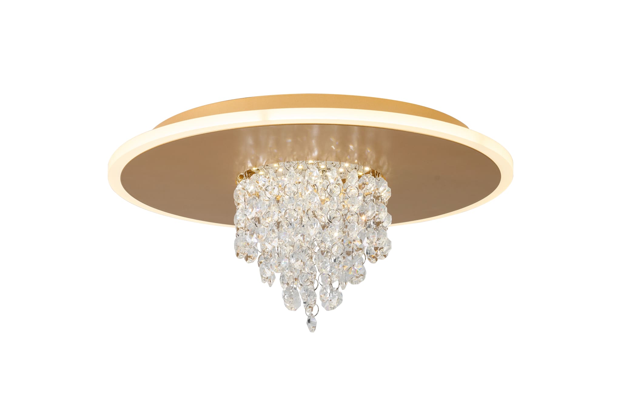 Deluge LED Flush, Gold Metal with Crystal Glass