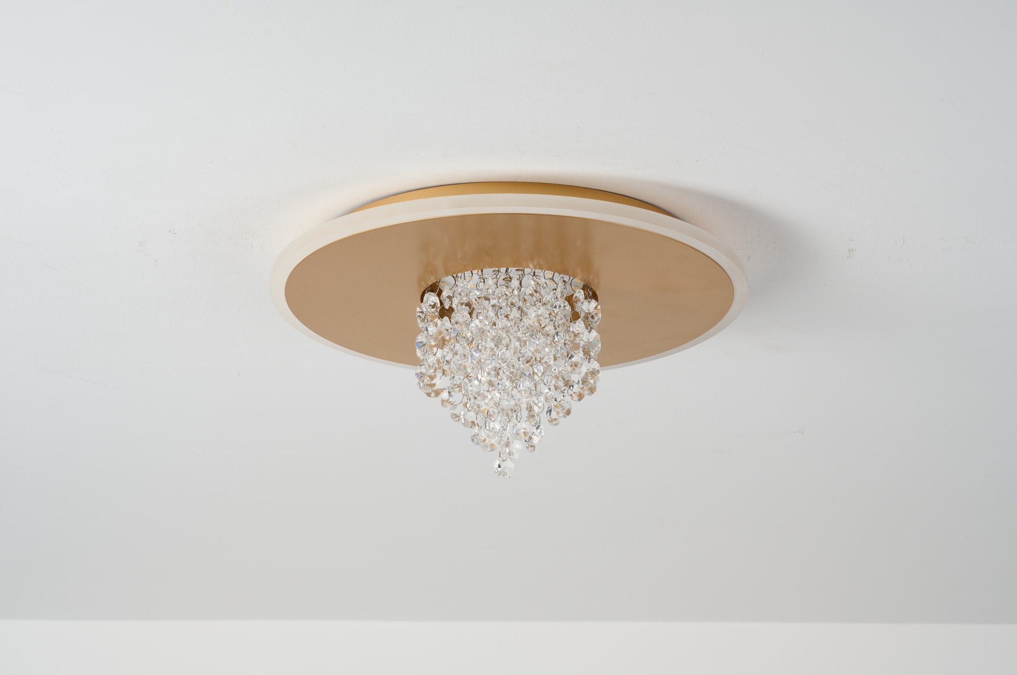 Deluge LED Flush, Gold Metal with Crystal Glass