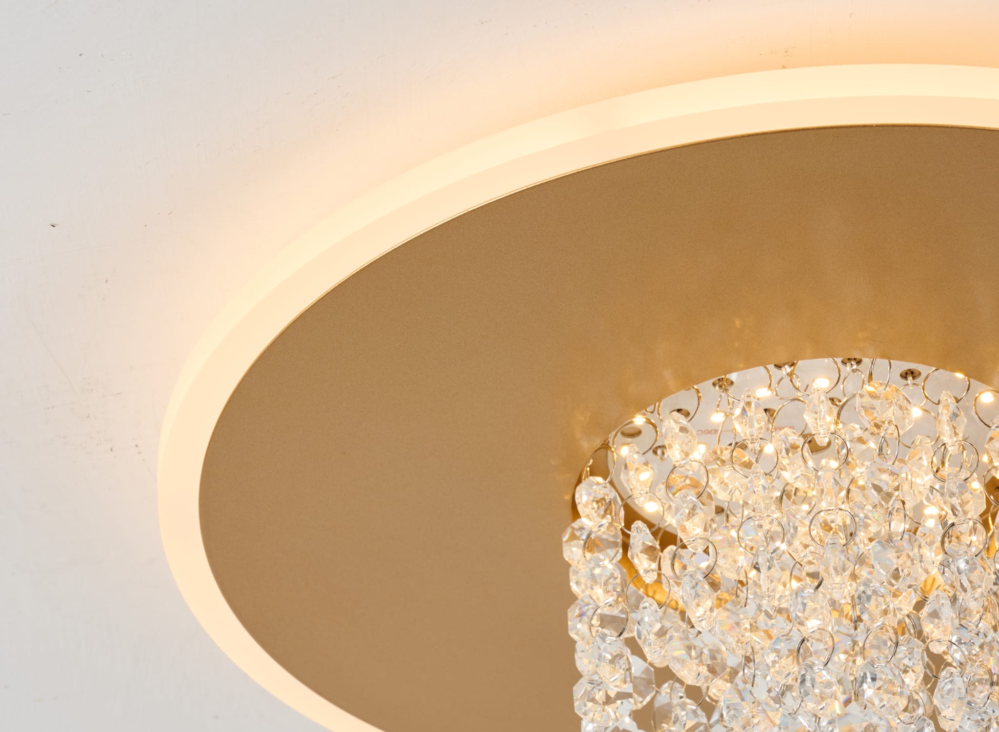 Deluge LED Flush, Gold Metal with Crystal Glass