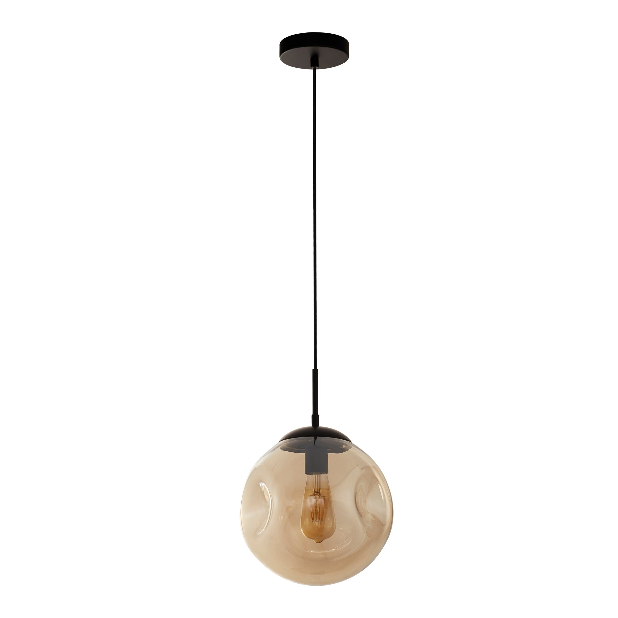 Punch Pendant - Black Metal & Champagne Punched Glass