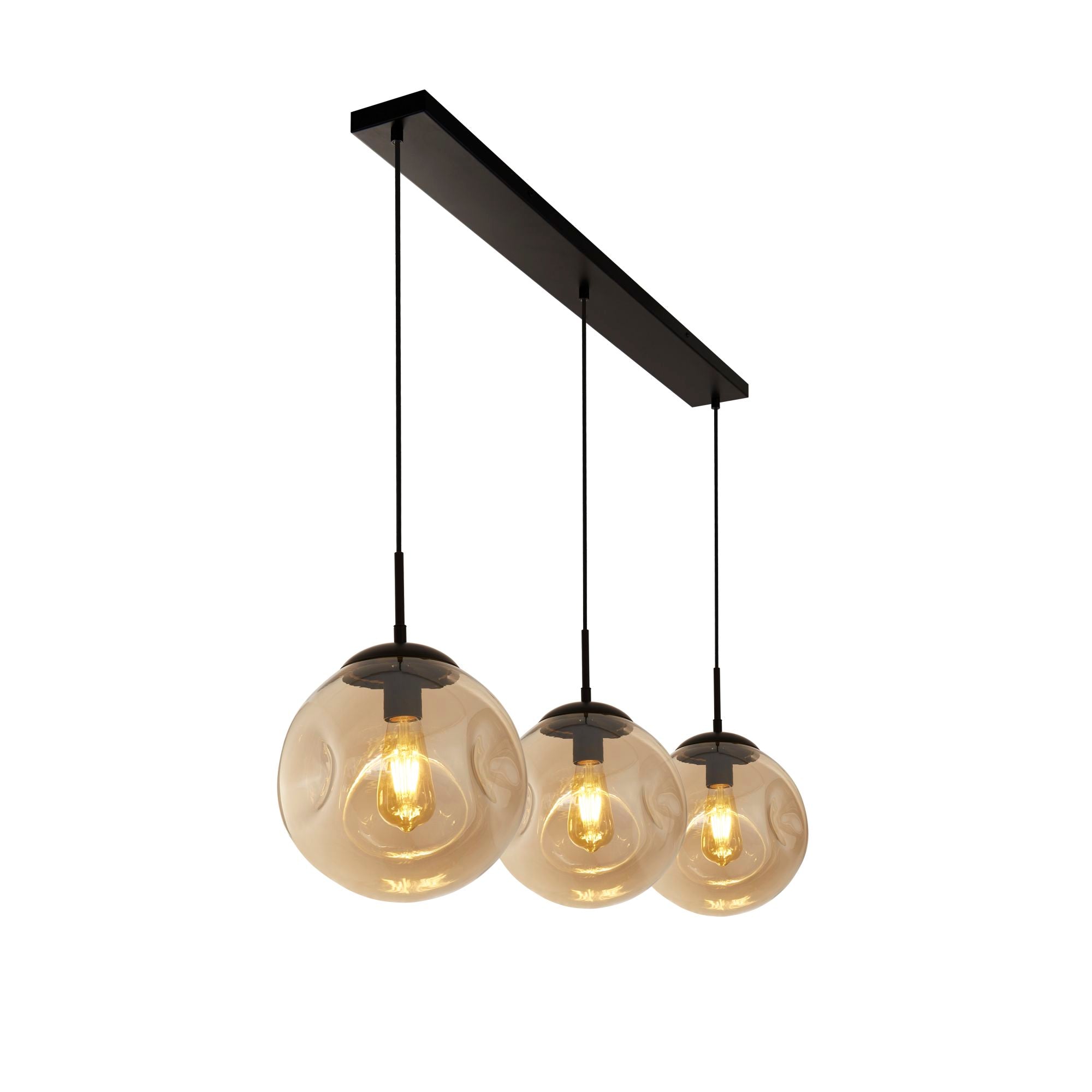 Punch  Bar Pendant- Black Metal & Champagne Punched Glass 3