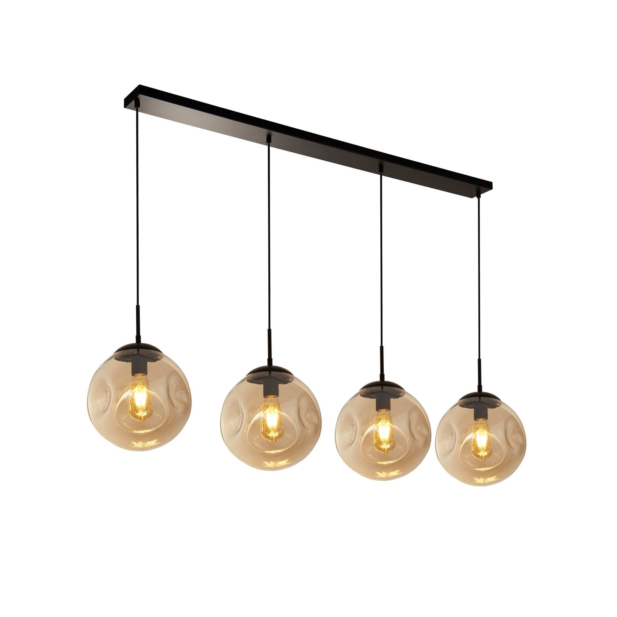 Punch  Bar Pendant- Black Metal & Champagne Punched Glass 4