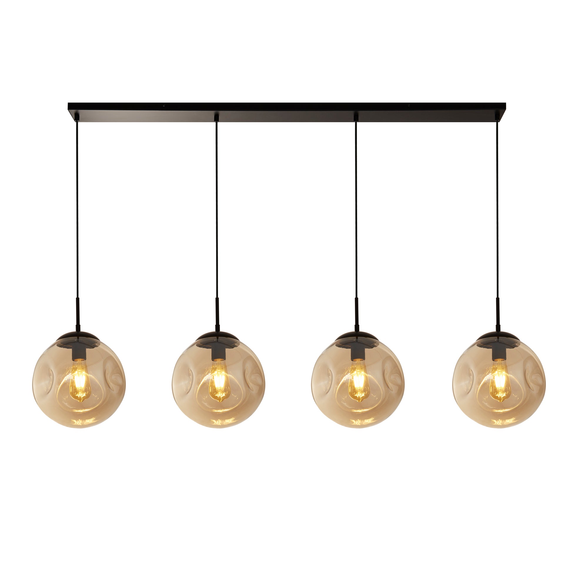 Punch  Bar Pendant- Black Metal & Champagne Punched Glass 4