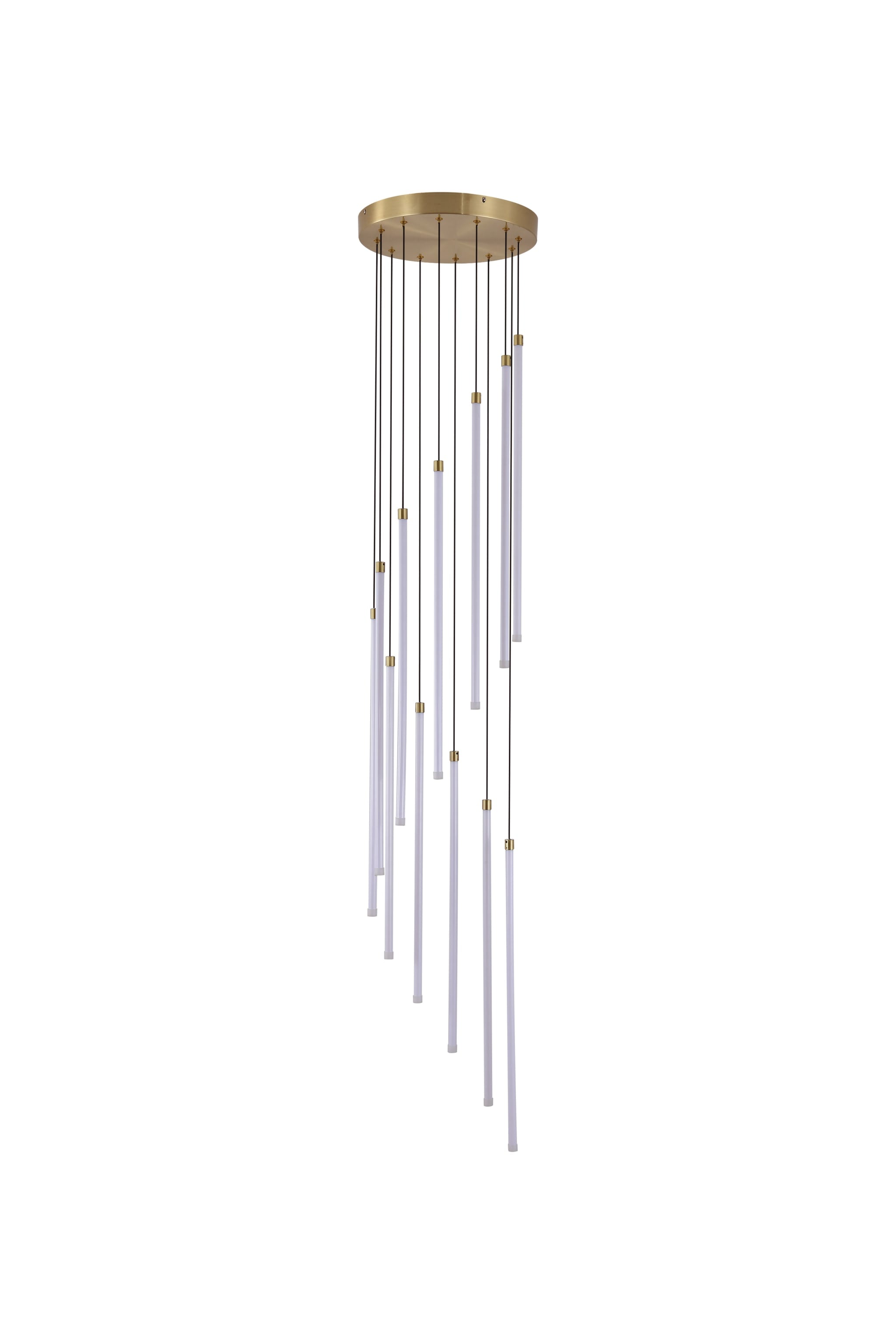 Flare LED 12Lt Stairwell Pendant, Satin Brass