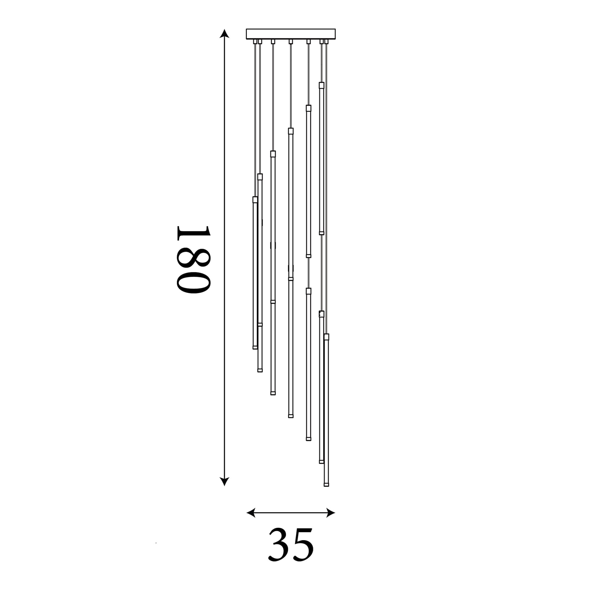 Flare LED 12Lt Stairwell Pendant, Satin Brass