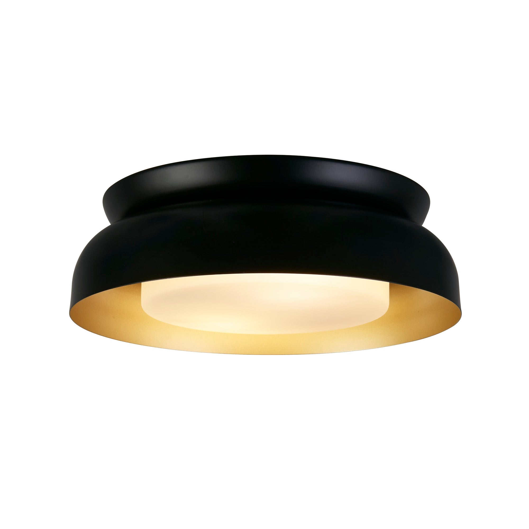 Kendal 2Lt Flush, Black & Gold Metal with Frosted Diffuser