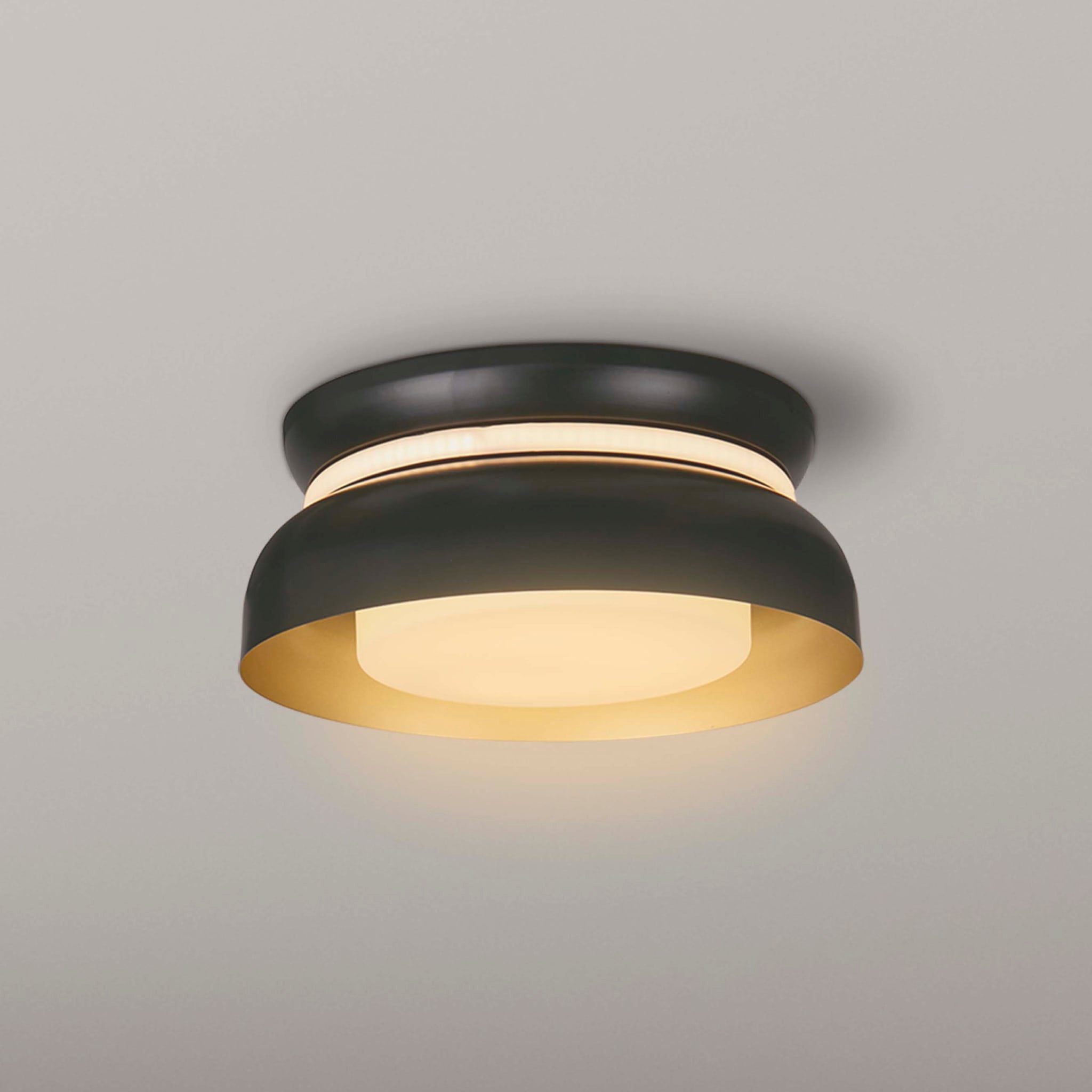 Kendal 2Lt Flush, Black & Gold Metal with Frosted Diffuser
