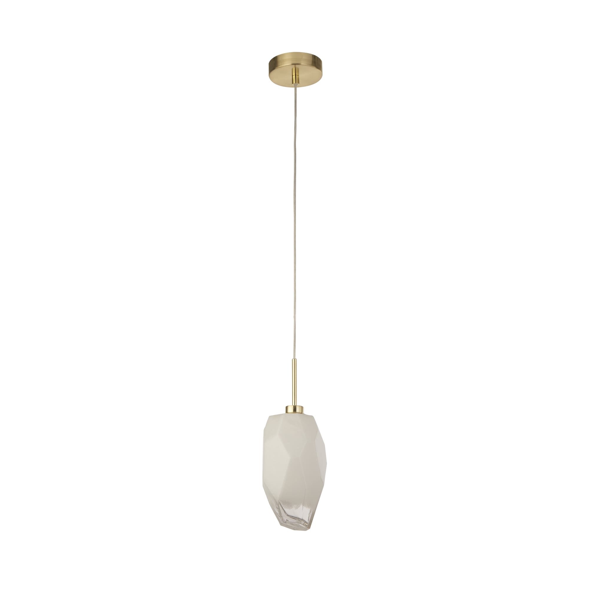 Rocky 1Lt Pendant, Satin Brass Metal  & Glass