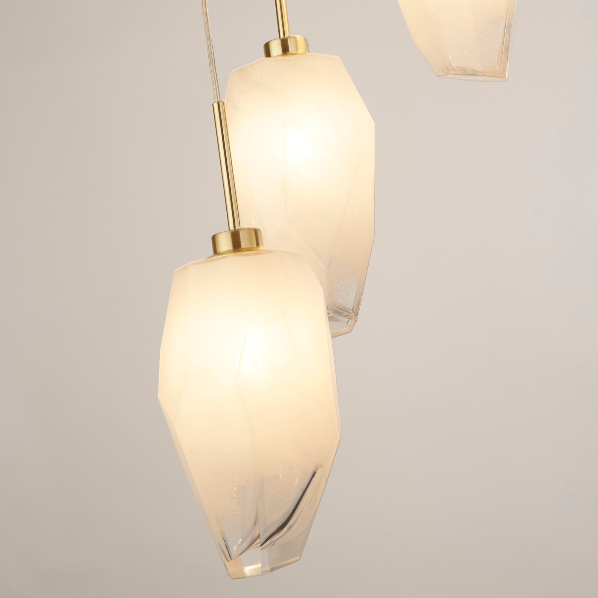 Rocky 5Lt Multi Drop  Pendant, Satin Brass Metal  & Glass