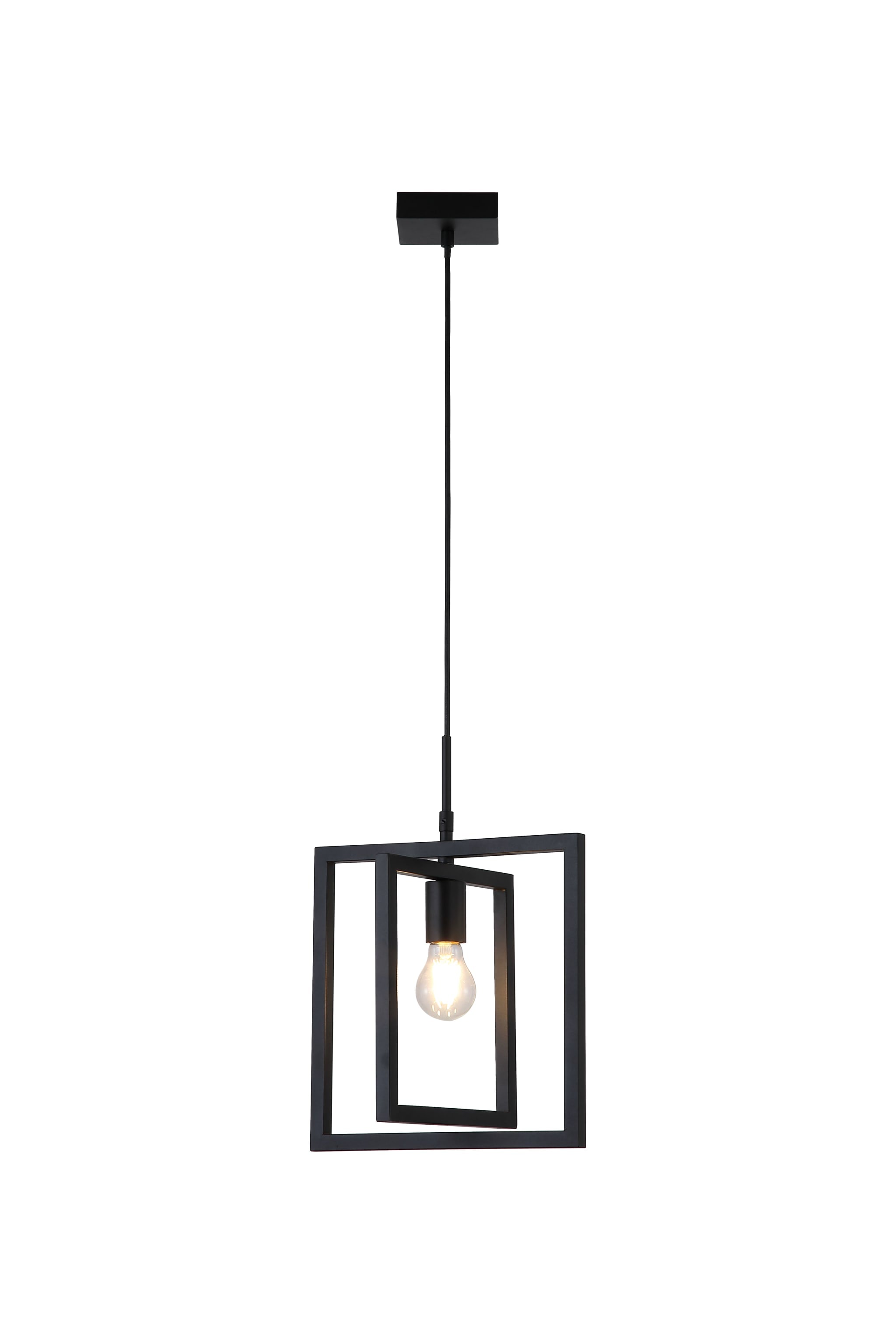Plaza 1Lt Pendant, Black Metal
