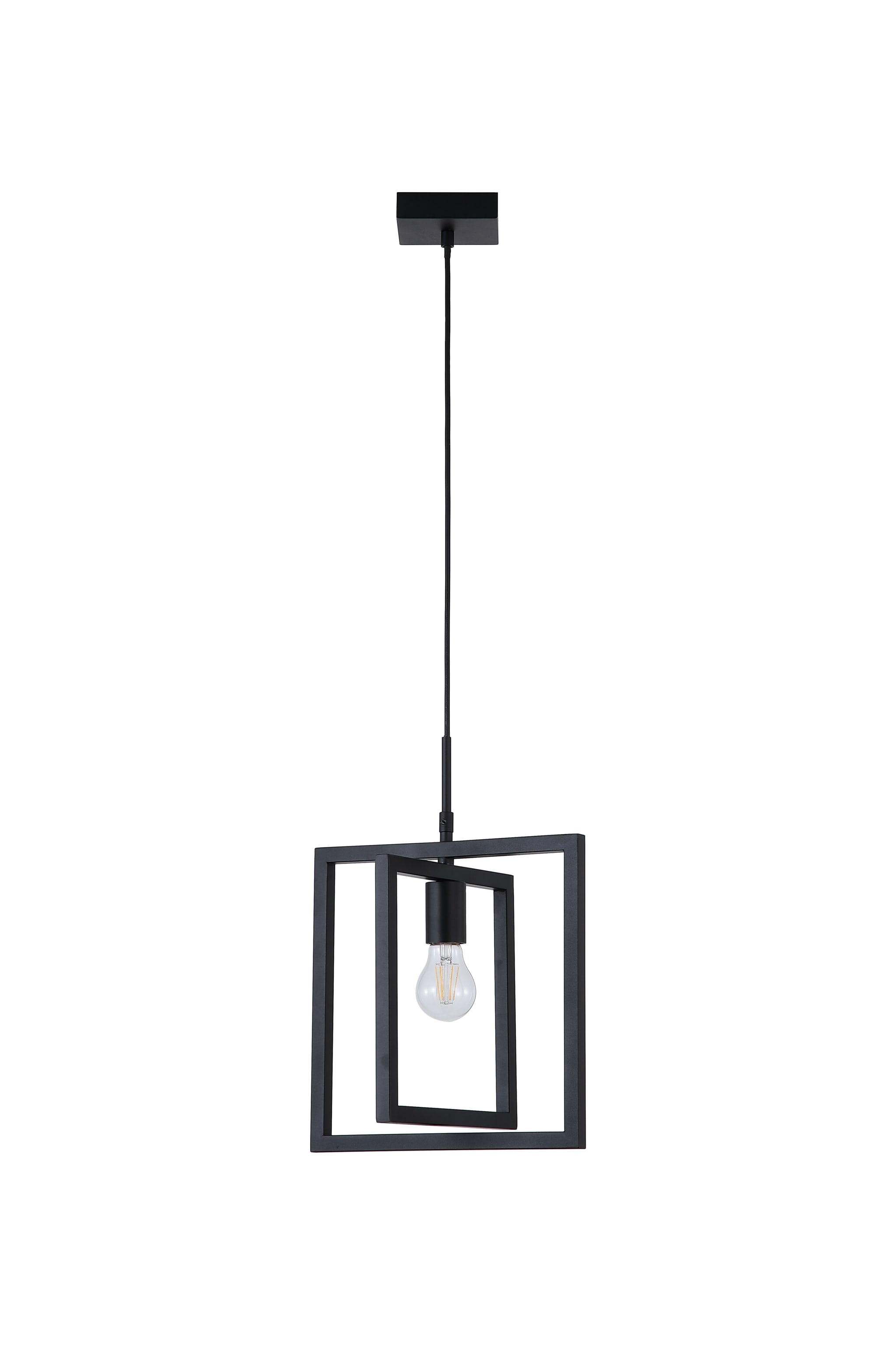 Plaza 1Lt Pendant, Black Metal