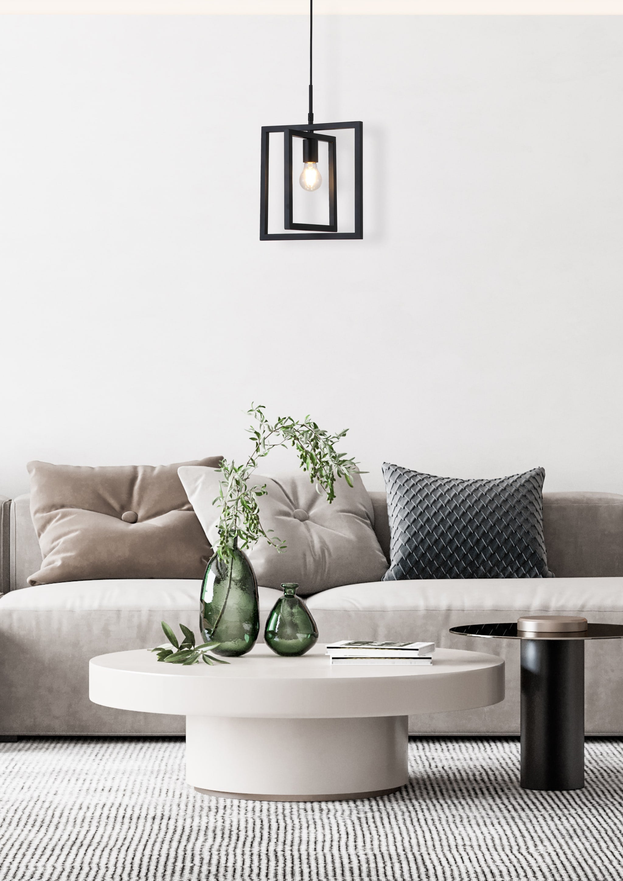 Plaza 1Lt Pendant, Black Metal