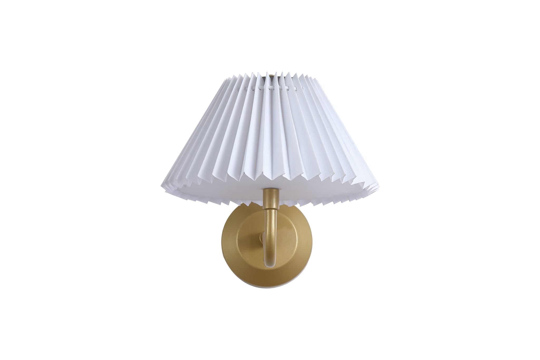Danish Rechargeable Wall Light, Gold Metal with White Pleate